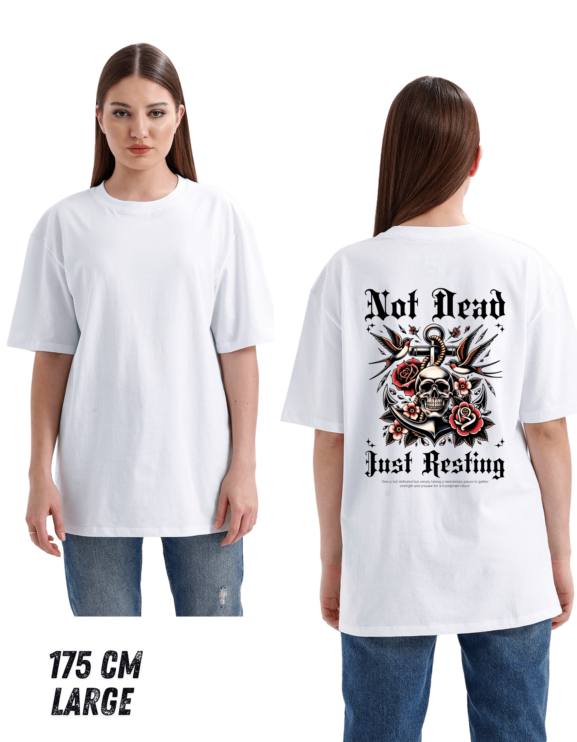 Digital Baskılı %100 Pamuklu Unisex Regular Tişört - NOT DEAD