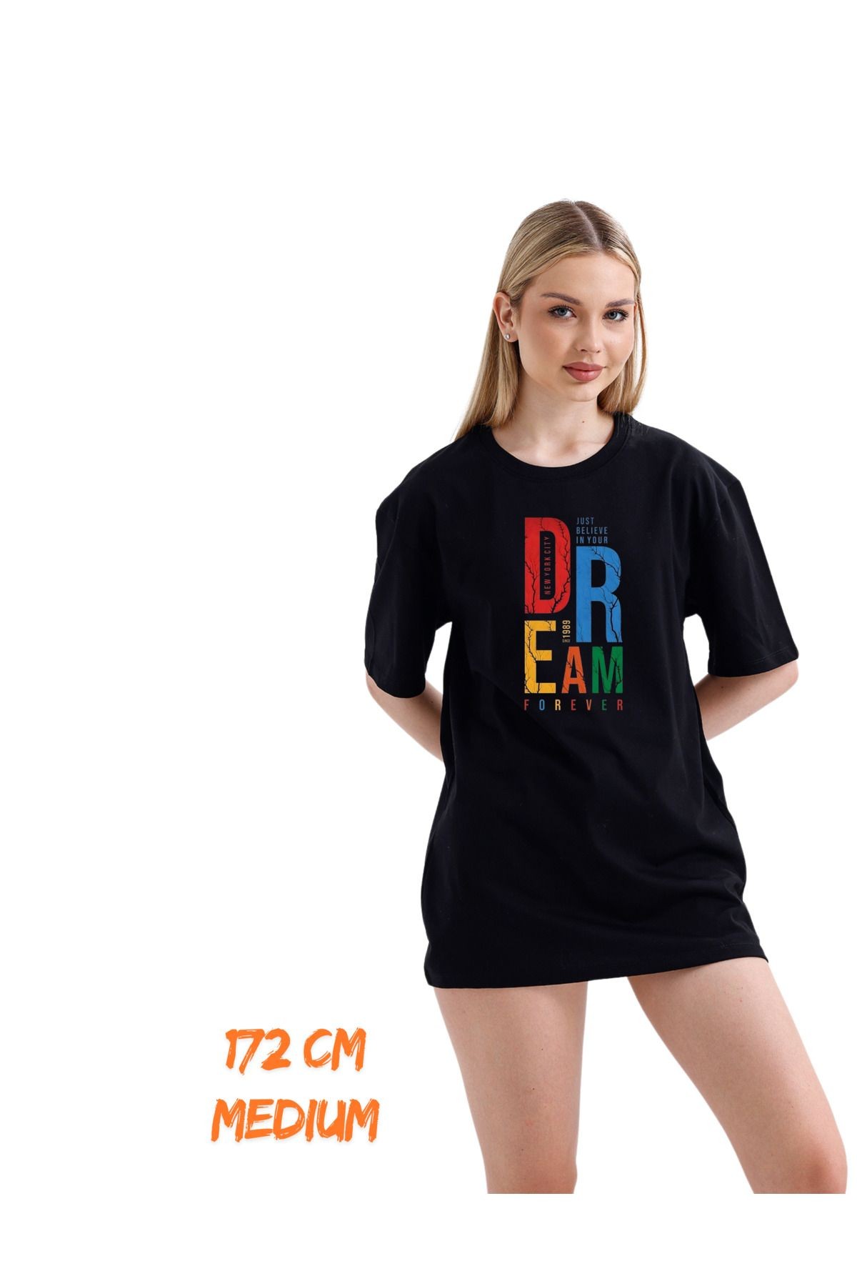 Digital Baskılı %100 Pamuklu Unisex Oversize Tişört - Dream Dizayn image