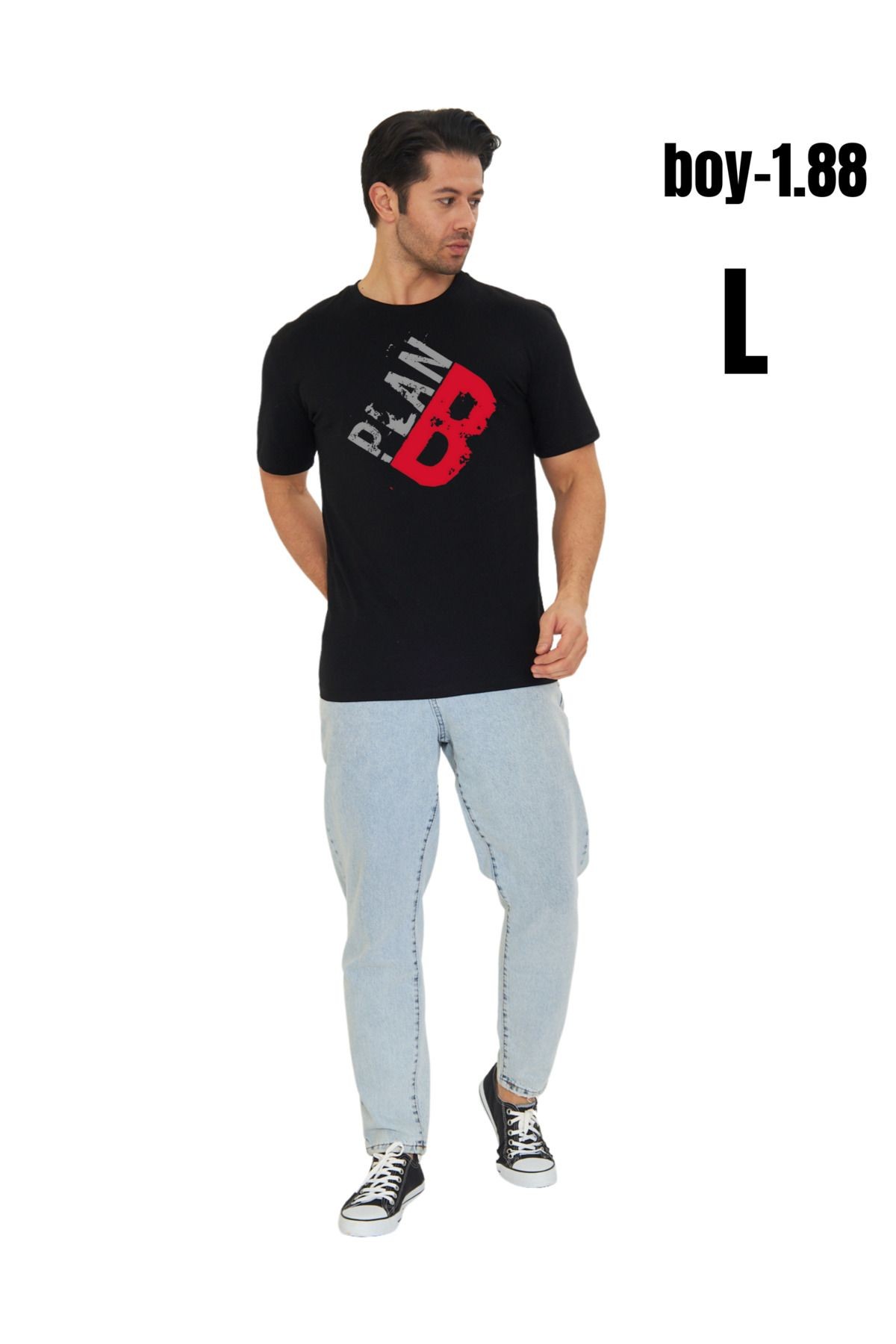 Digital Baskılı %100 Pamuklu Unisex Regular Tişört - B Planı Dizaynı