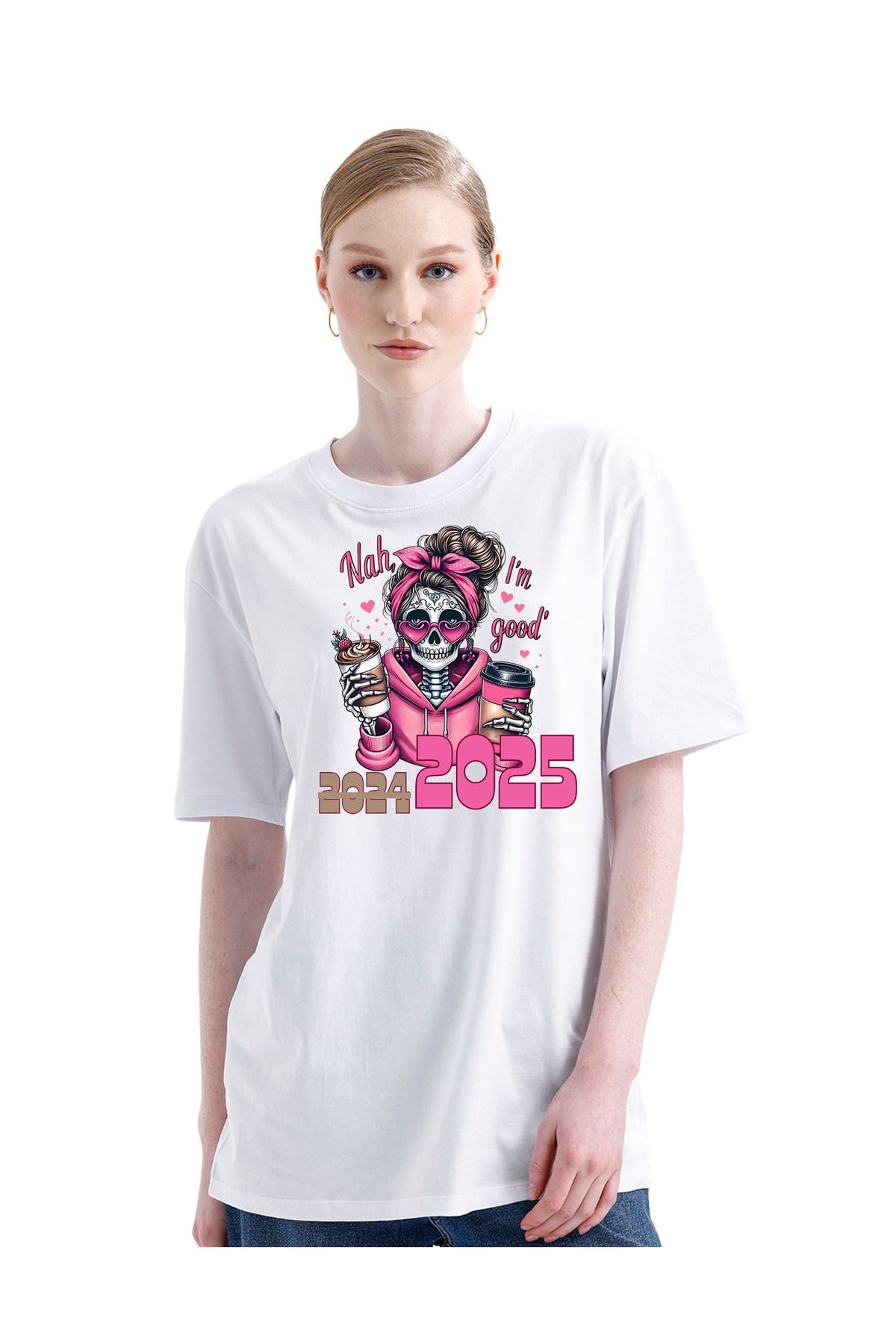 Digital Baskılı %100 Pamuklu Unisex Regular Tişört - 2025 Kadın Dizayn (pXm) image