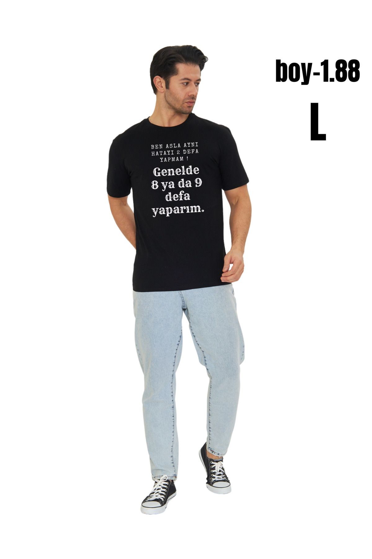 Digital Baskılı %100 Pamuklu Unisex Regular Tişört - Hata Yapmam Dizaynı image