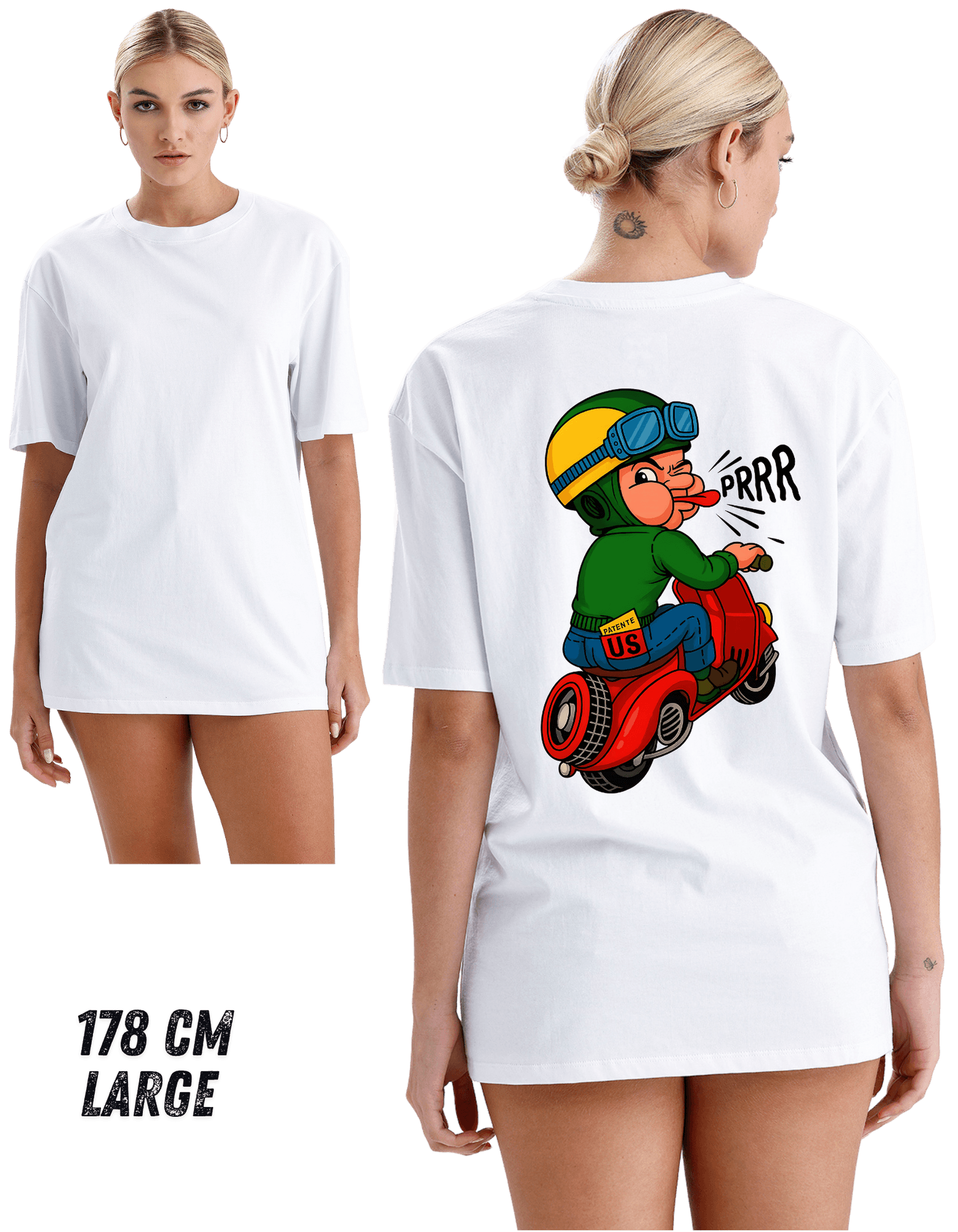 Digital Baskılı %100 Pamuklu Unisex Regular Tişört - Scooter - RRRR
