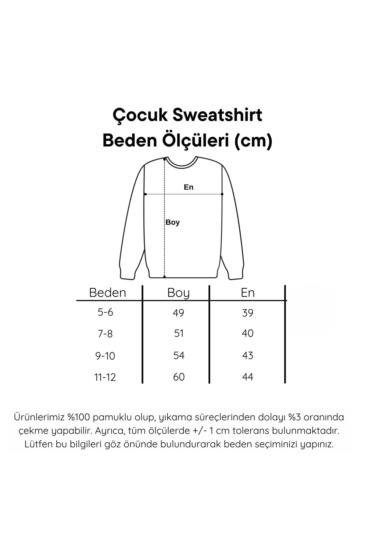 3 İplik Şardonlu Premium Kumaş Çocuk Sweatshirt (5-6 / 7-8 / 9-10 ve 11-12 yaş)