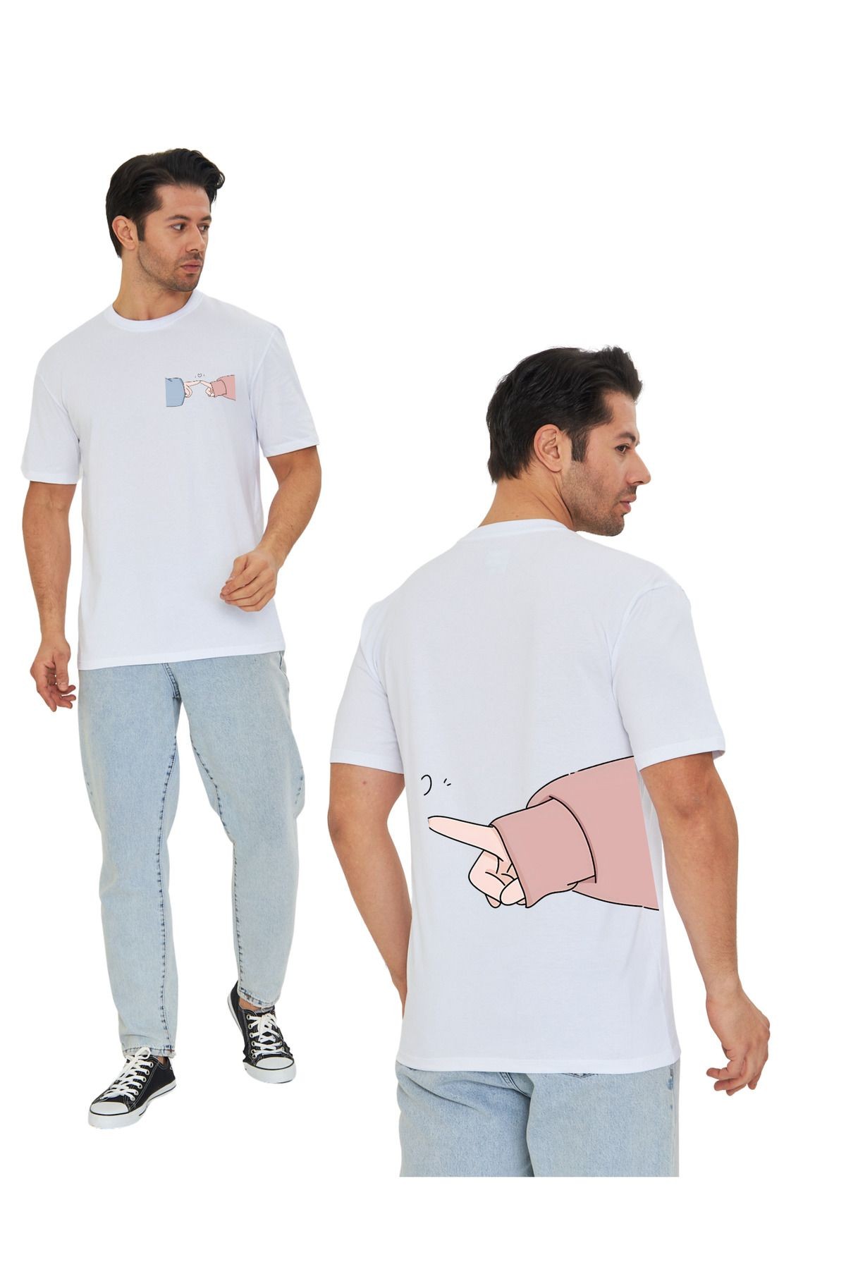 Kawai&Couple 3008 Eğlenceli Fişek Tasarımı Unisex Regular T-shirt / 2 Adet