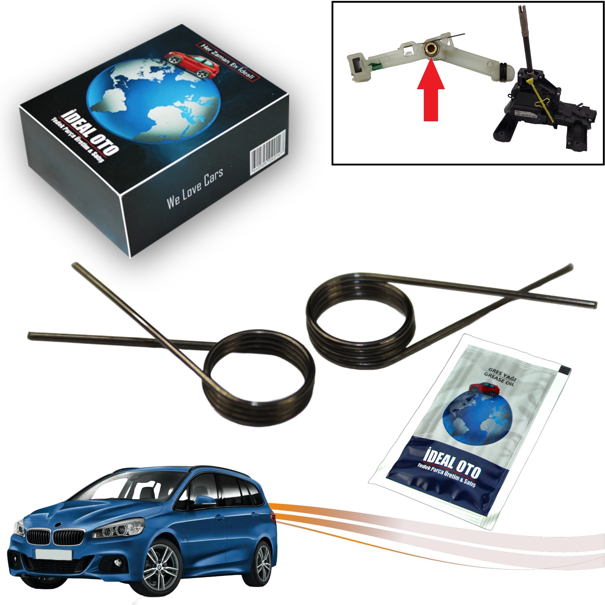 BMW 1, 2 Gran Tourer, X1, X3, 2516866616602 İçin Vites Kolu Yayı (2li) & Grease Yağı