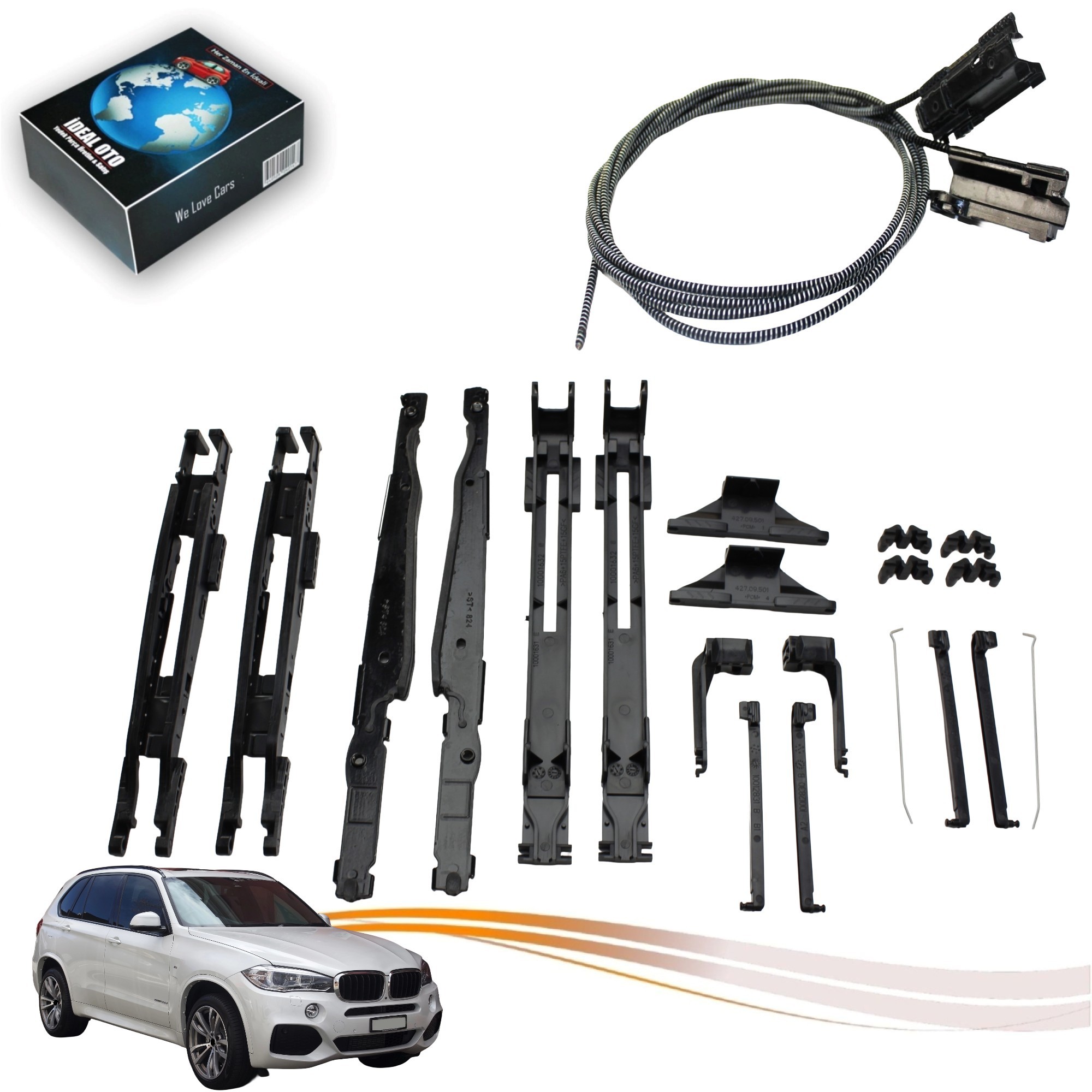 Bmw X5 F15 Panoramik Ön Sunroof Kızak / Sunroof Cable OEM: 54137118849 54107387113 54137386975 54107490094 54137118850 54107227894 54137240682 54107278144 54107227894 54137170930