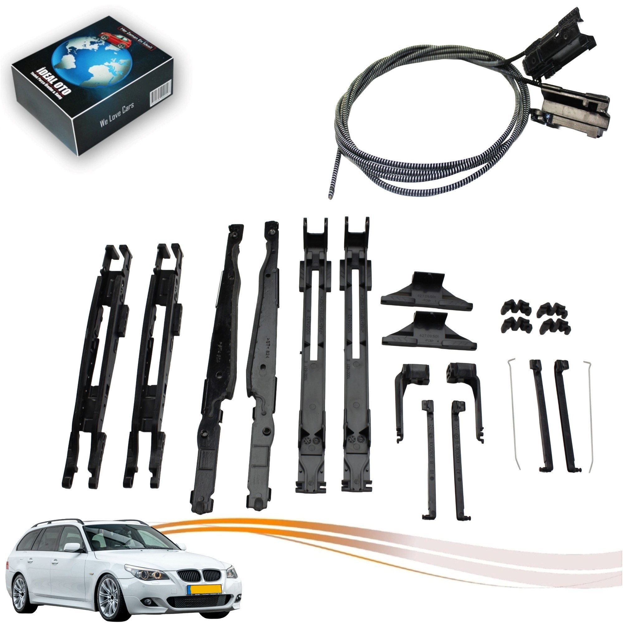 Bmw E61 Panoramik Ön Sunroof Kızak / Sunroof Cable OEM: 54137118849 54107387113 54137386975 54107490094 54137118850 54107227894 54137240682 54107278144 54107227894 54137170930