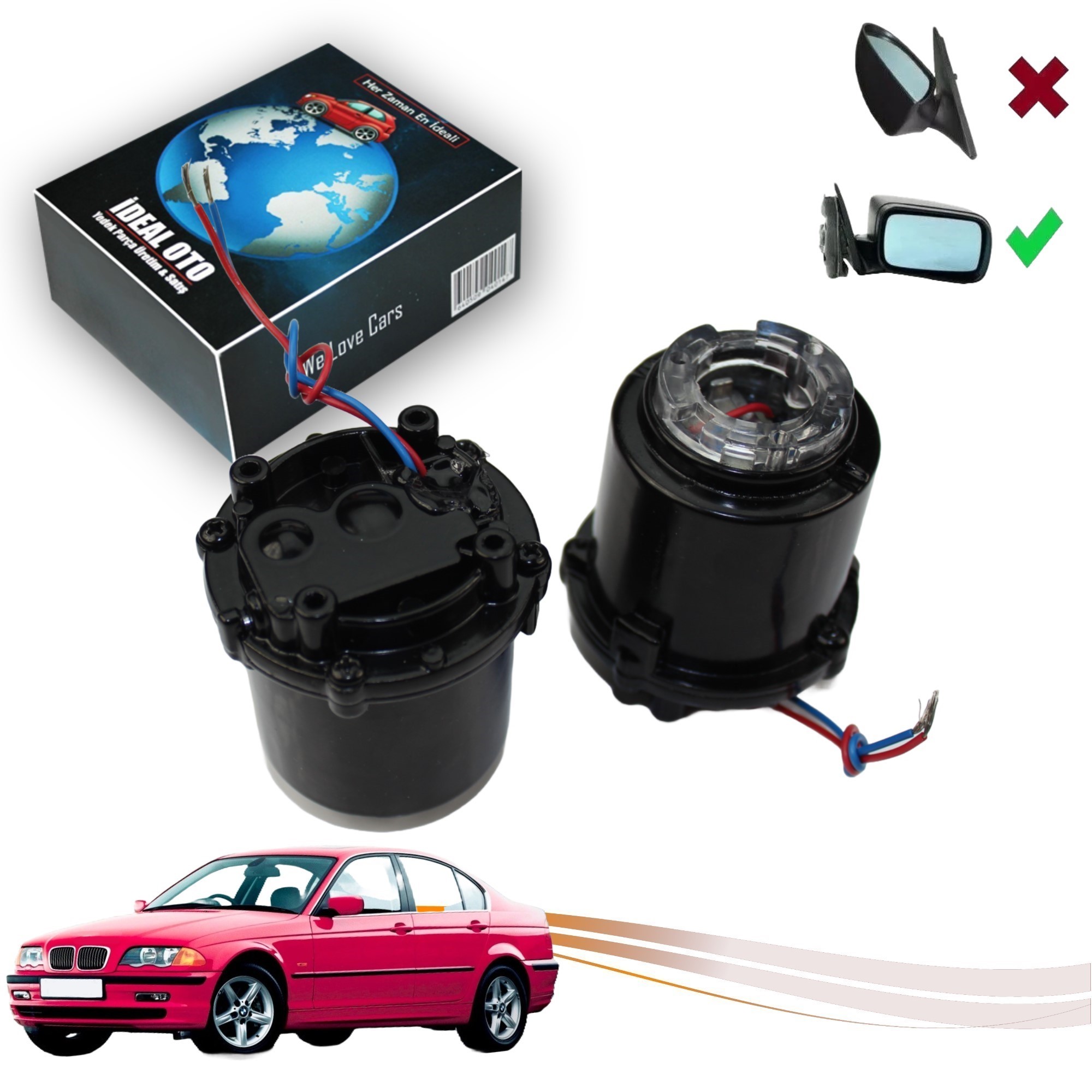 BMW 3 E46, X5 E53 Sol Ve Sağ Yana Katlanır Ayna Motoru E5V23