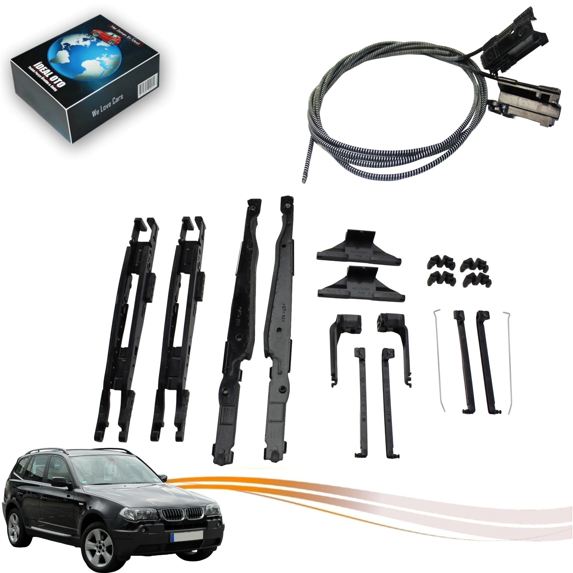 Bmw X3 E83 Panoramik Ön Sunroof Kızak / Sunroof Cable OEM: 54137118849 54107387113 54137386975 54107490094 54137118850 54107227894 54137240682 54107278144 54107227894 54137170930