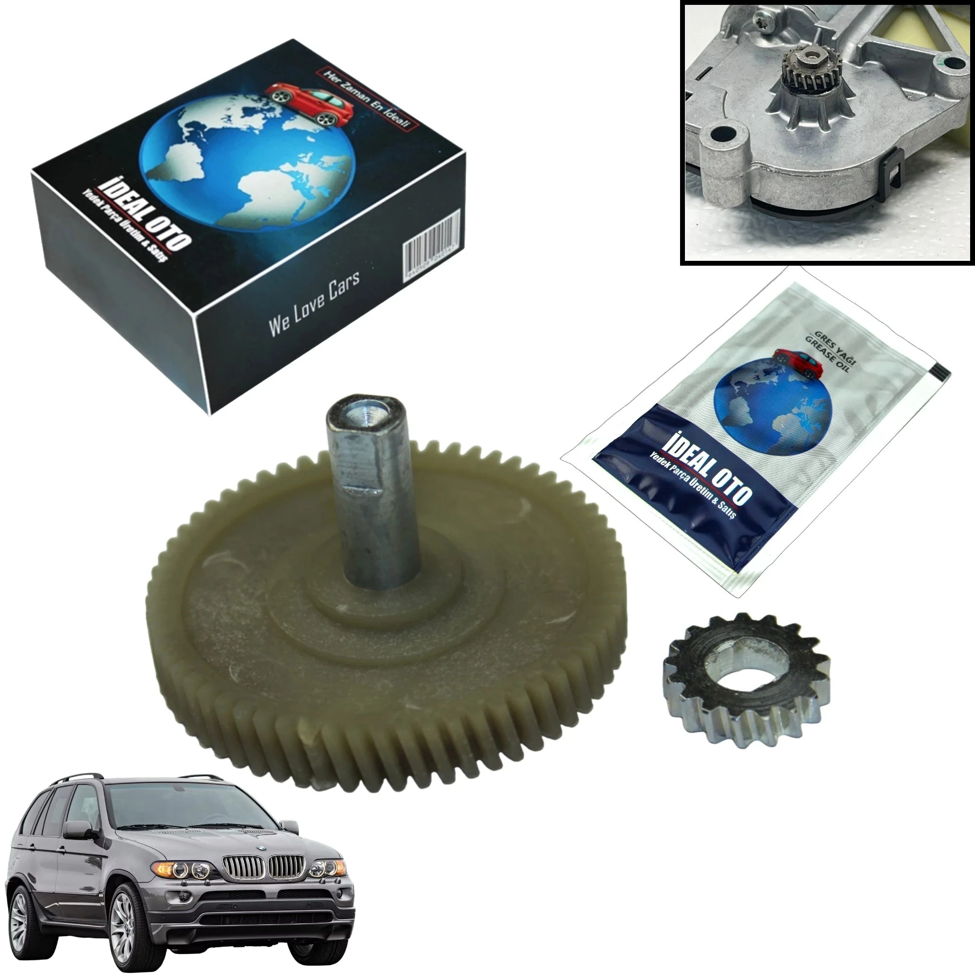 BMW X5 E53 1999–2006 Sunroof Motor Dişlisi Tamir Seti – OEM 3566002702 Uyumlu