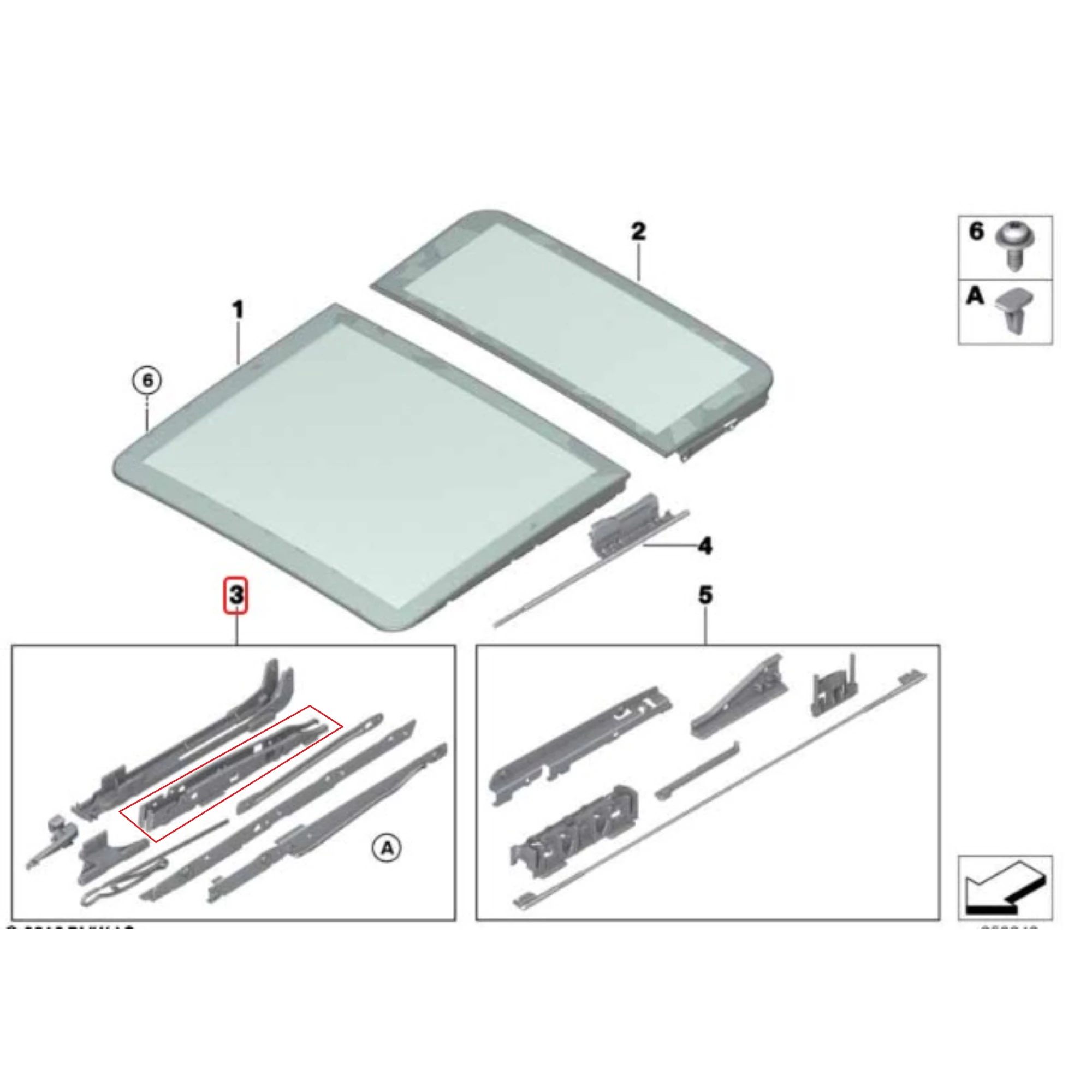 Bmw X5 F15 Panoramik Sunroof Sürgü Kızak Parçası (Slider) OEM: 54137118849 54107387113 54137386975 54107490094 54137118850 54107227894 54137240682 54107278144 54107227894 54137170930