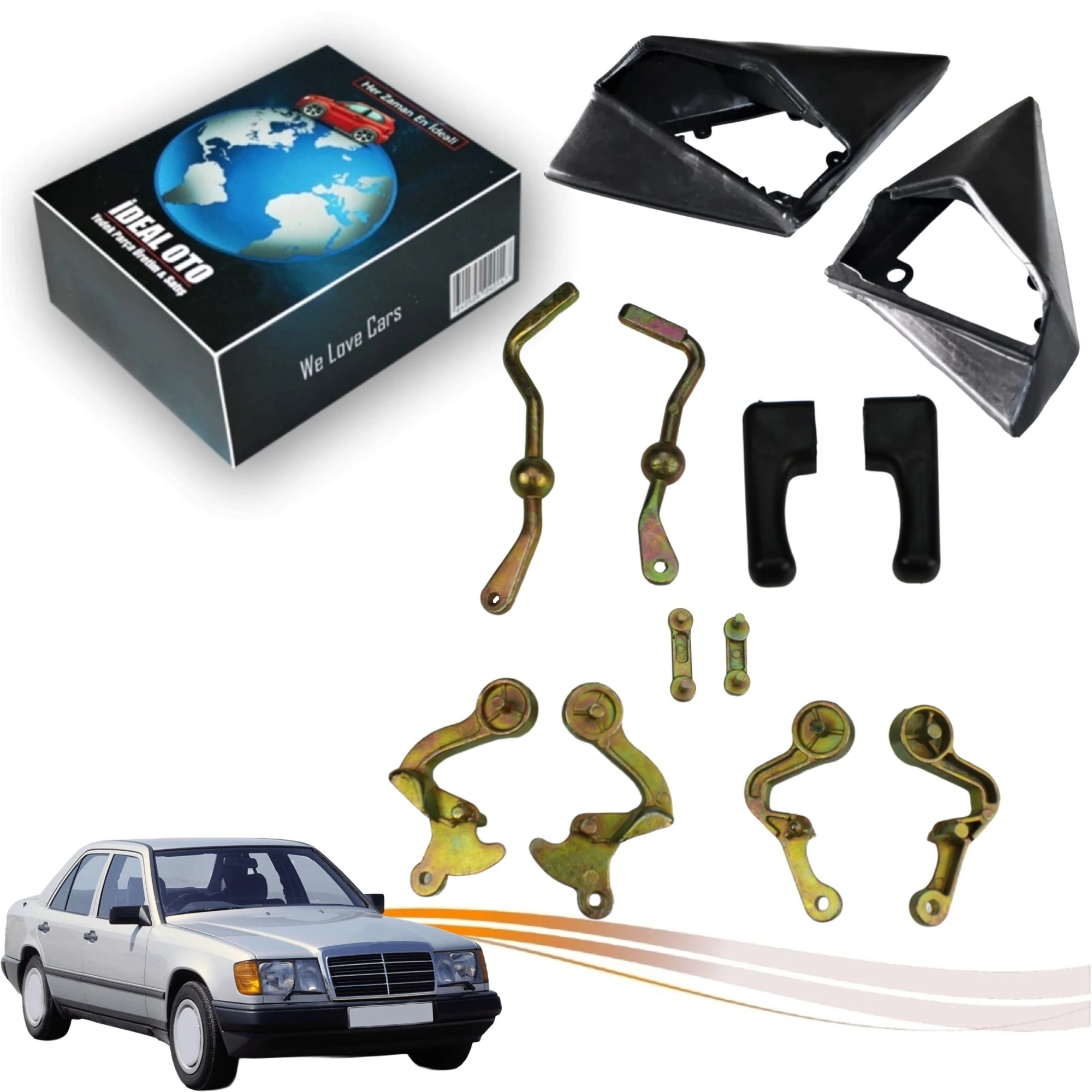 Mercedes Benz W124 Sağ/Sol Ayna Kolu Seti + Ayna Dip Fitili Lastiği OEM: A1248100116, 1248100116, A1248100121, 1248100121, A1248100779, 1248100779, A1248101116, 1248101116, A1248106516, 1248106516