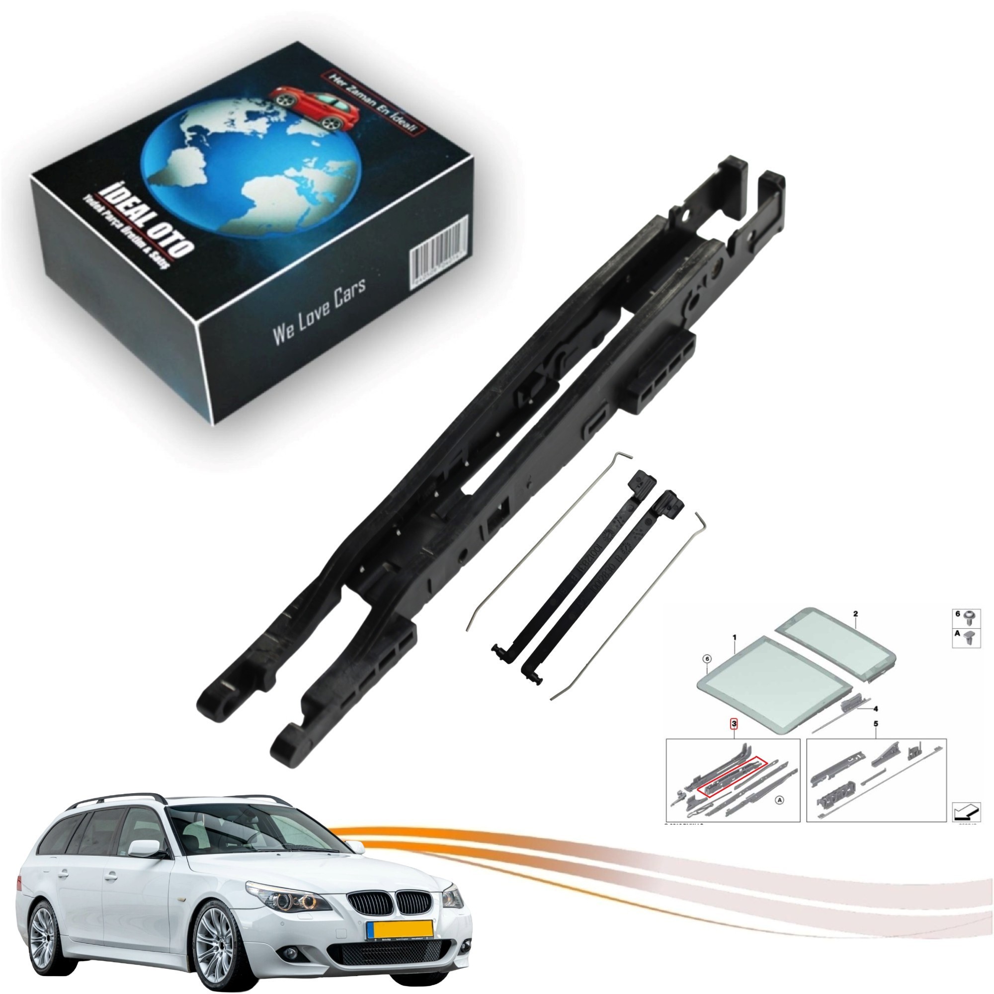 Bmw X5 E61 Panoramik Sunroof Sürgü Kızak Parçası (Slider)