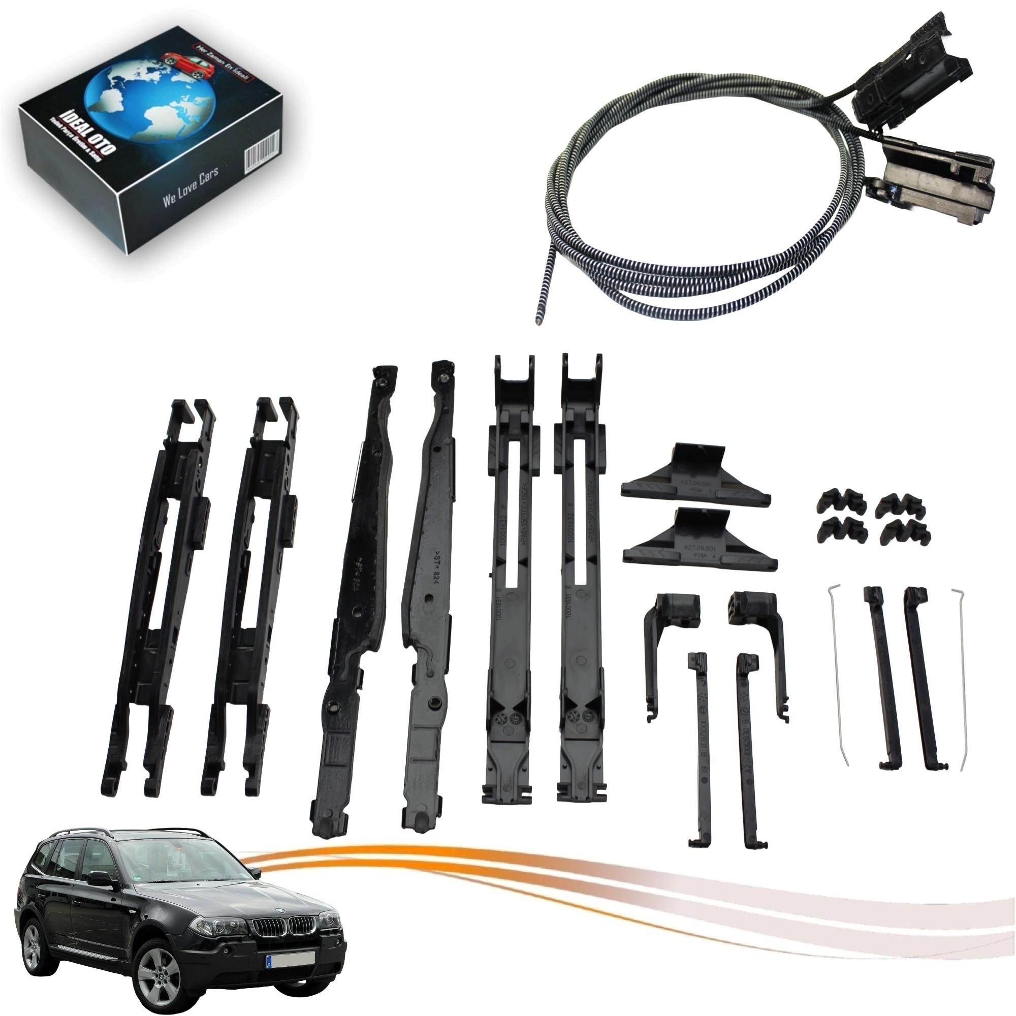 Bmw X3 E83 Panoramik Ön Sunroof Kızak / Sunroof Cable OEM: 54137118849 54107387113 54137386975 54107490094 54137118850 54107227894 54137240682 54107278144 54107227894 54137170930