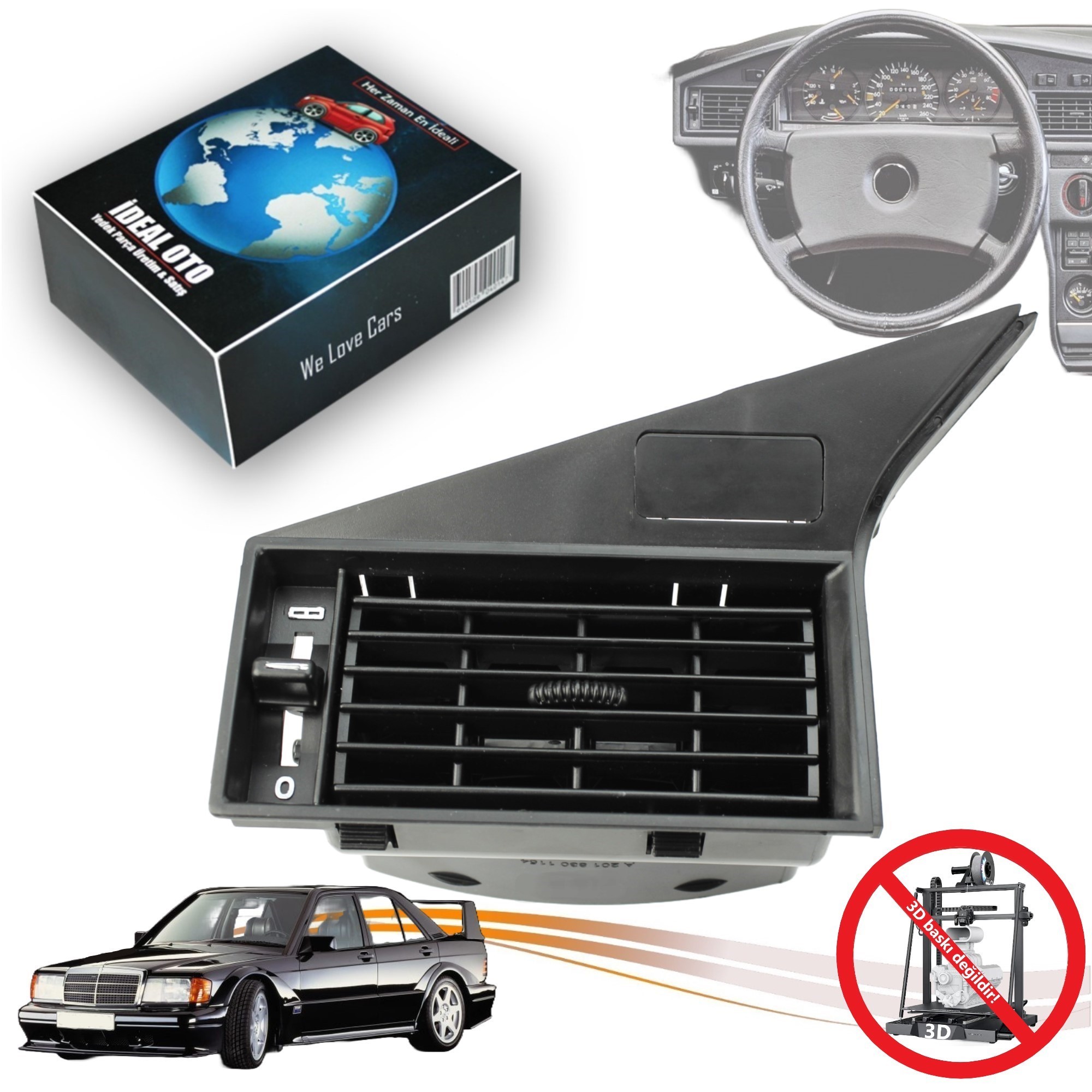 Mercedes 190 W201 1982-1993 2018301154 İçin Sol Havalandırma Klima Izgarası (3d Baskı Değildir)