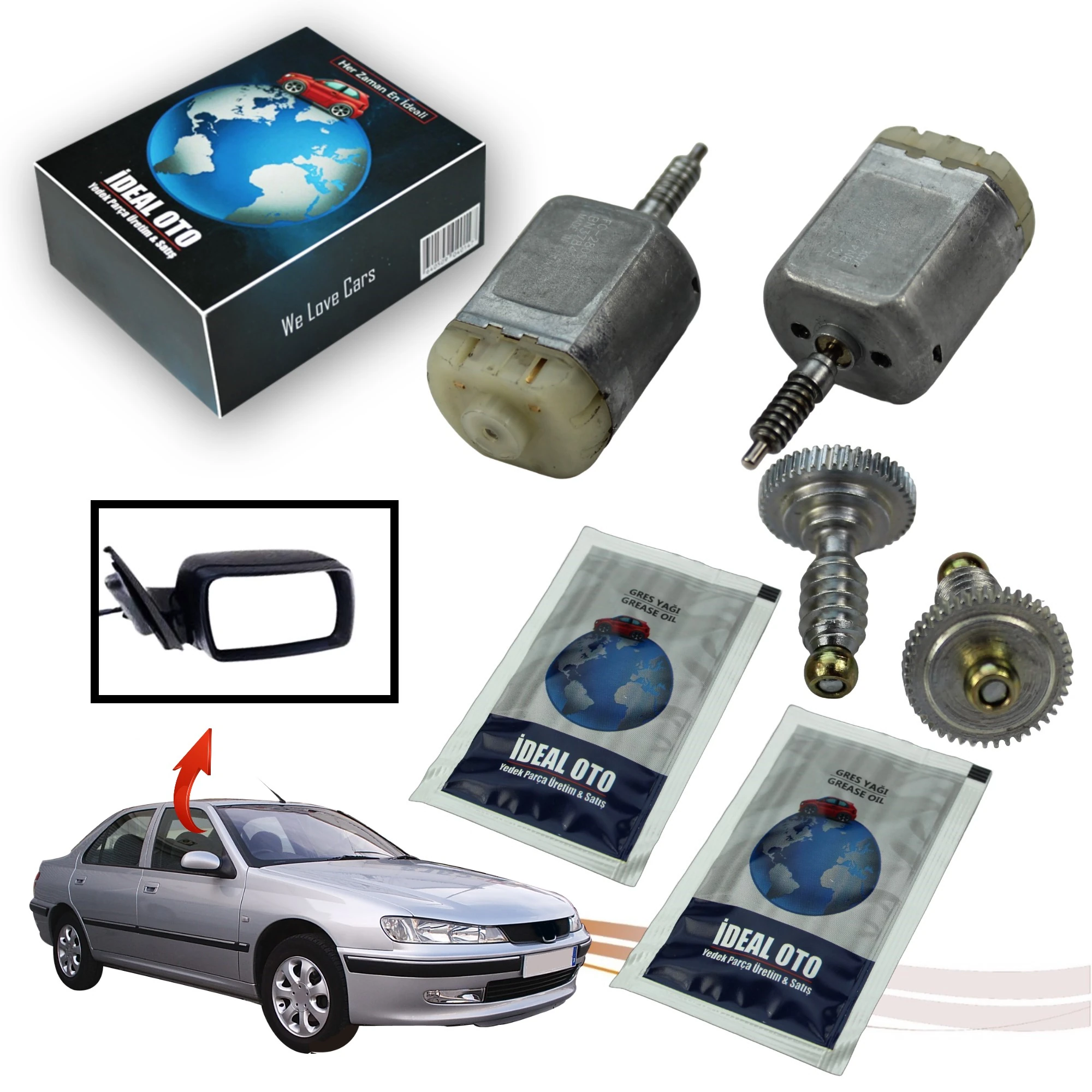 Peugeot 406 406 Coupe Katlanır Ayna Motoru (12V) Ve Dişlileri (KULLANIMA HAZIR, MONTELİ)