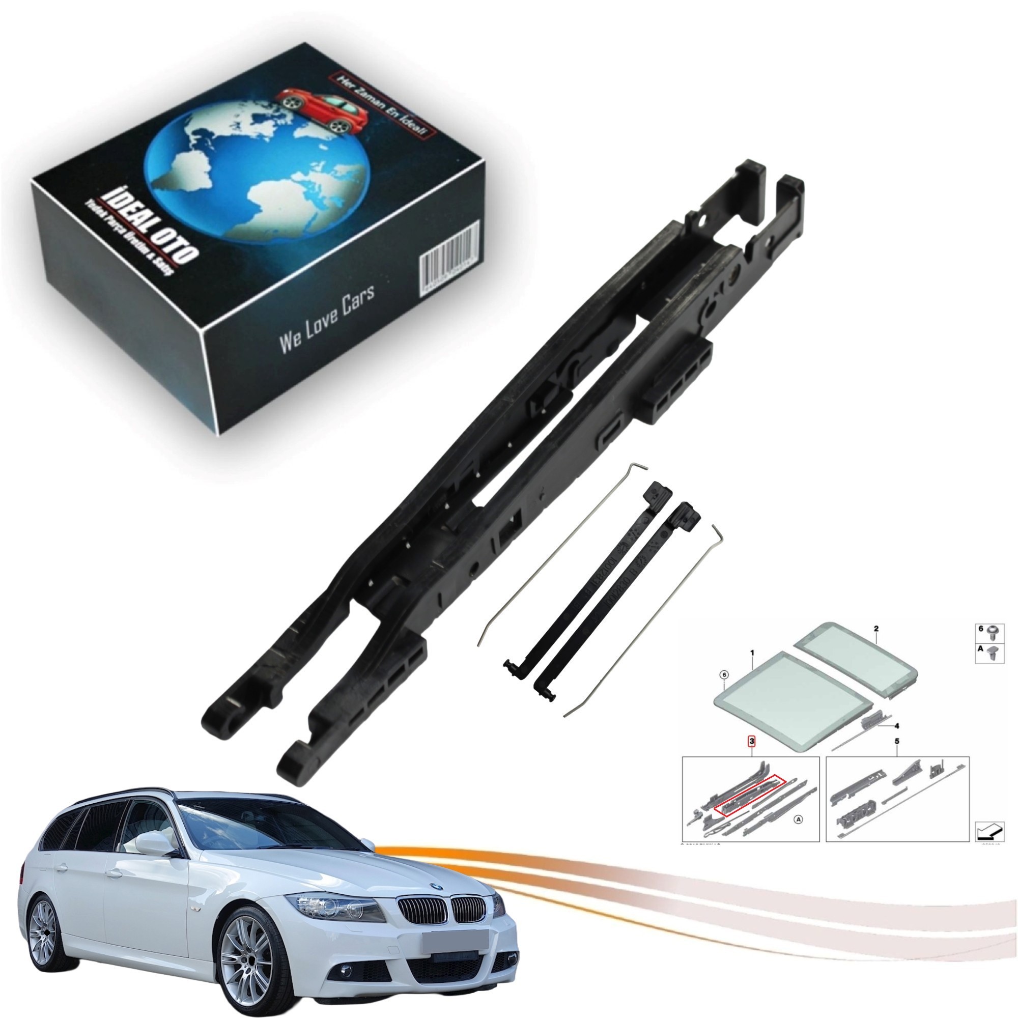 Bmw E91 Panoramik Sunroof Sürgü Kızak Parçası (Slider)