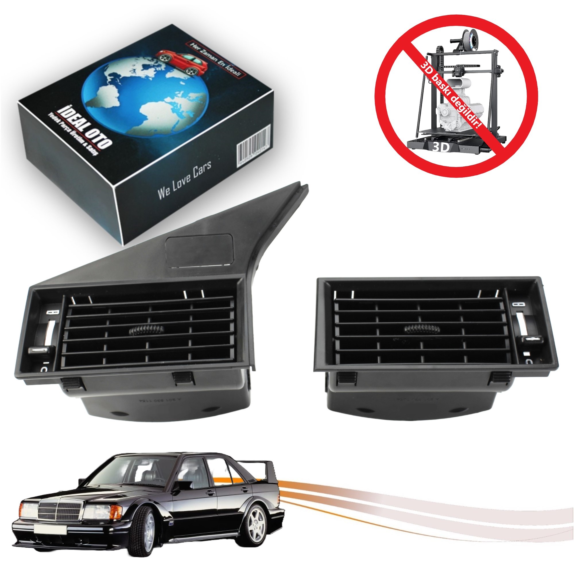 Mercedes 190 W201 1982-1993 İçin Sol & Sağ Havalandırma Klima Izgarası (3d Baskı Değildir)