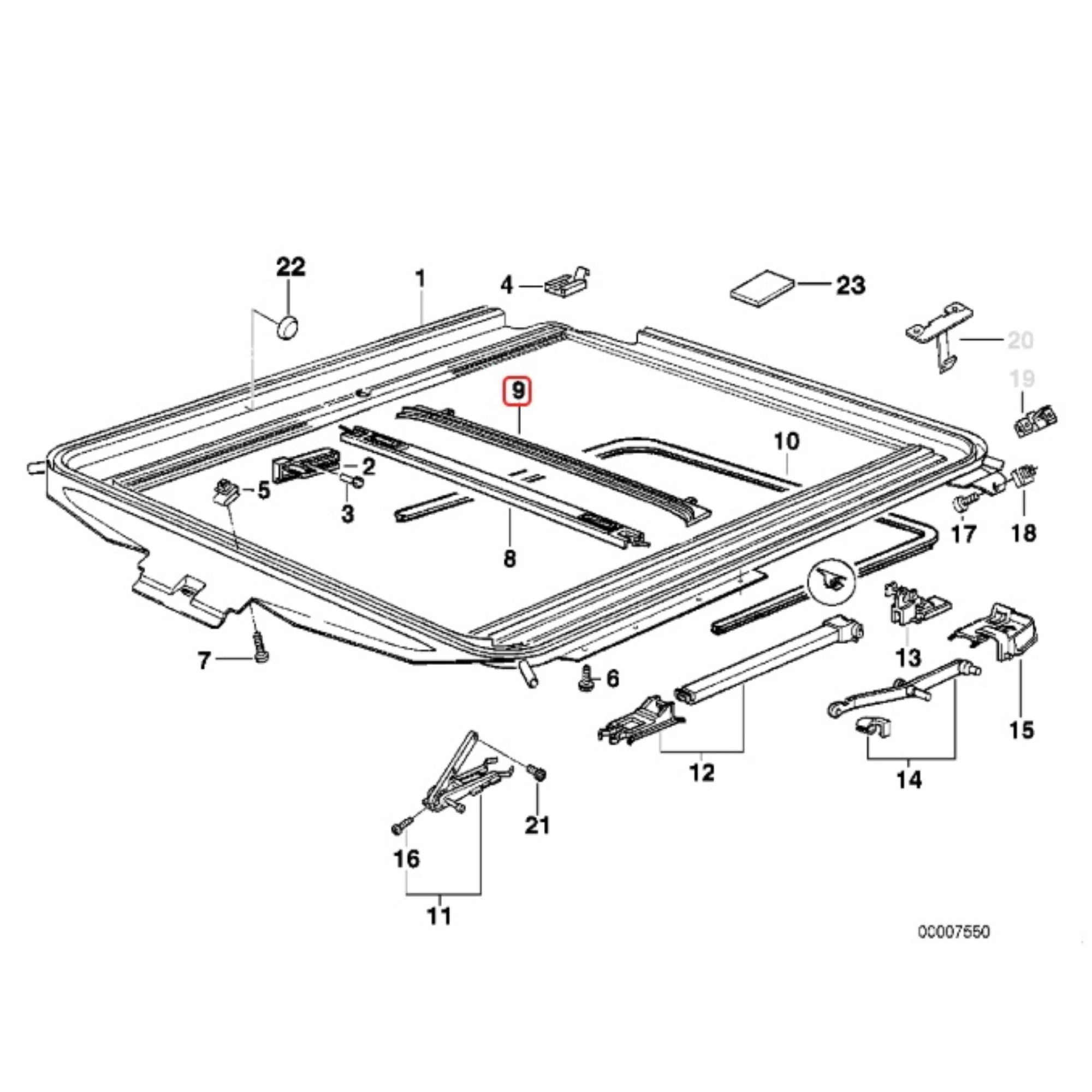 BMW 3 E36 1990-2002 İçin Sunroof Su Oluğu, Su Kanal Ayağı, Fitili, Kızak Klipsleri, Motor Dişlisi (54128119752, 54128119050, 54128119095, 54128119096, 54128202277, 54128202278, 54128202295, 54128202296)