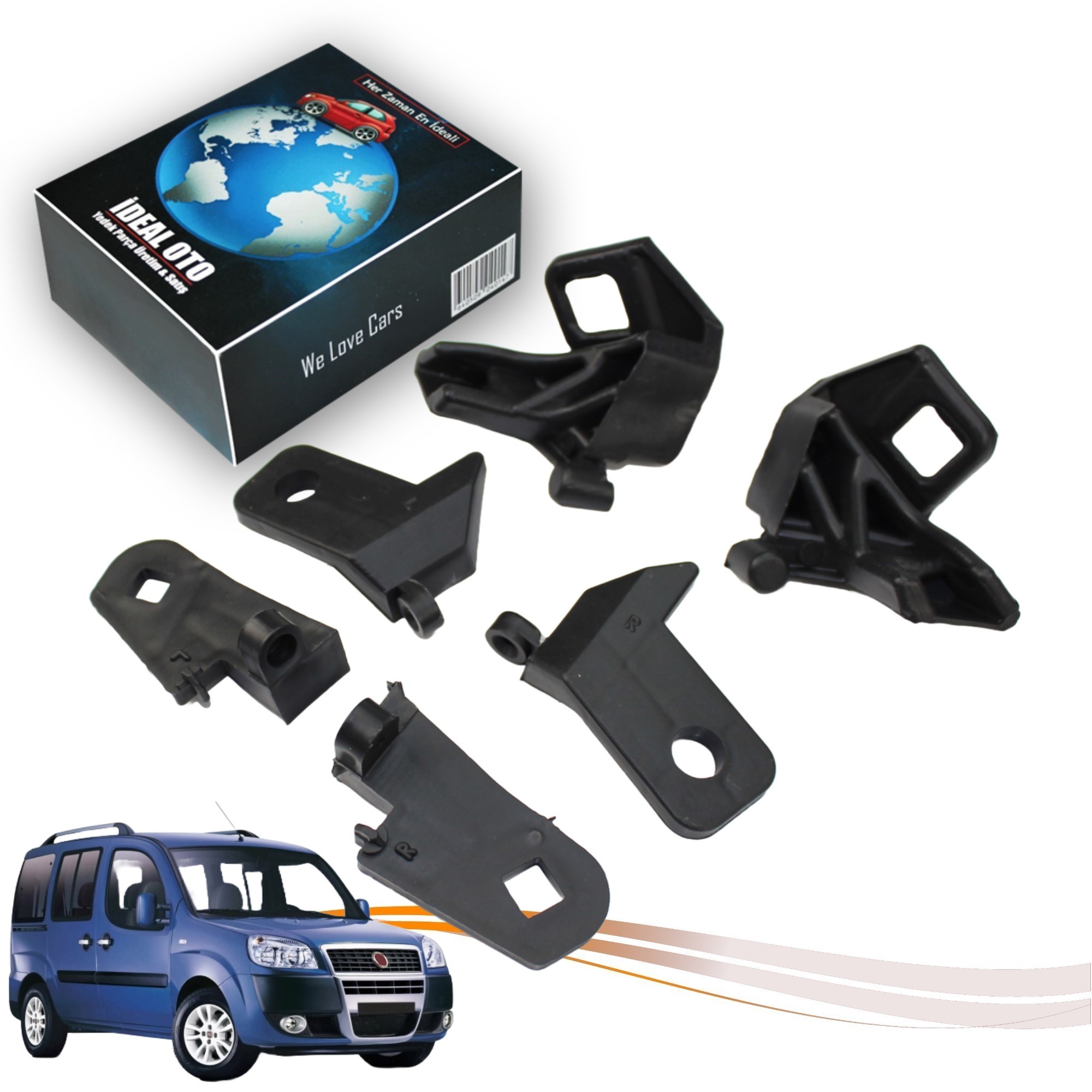 Fiat Doblo 3 2010-2013 İçin Sol & Sağ Far Bağlantı Plastik Tamir Seti