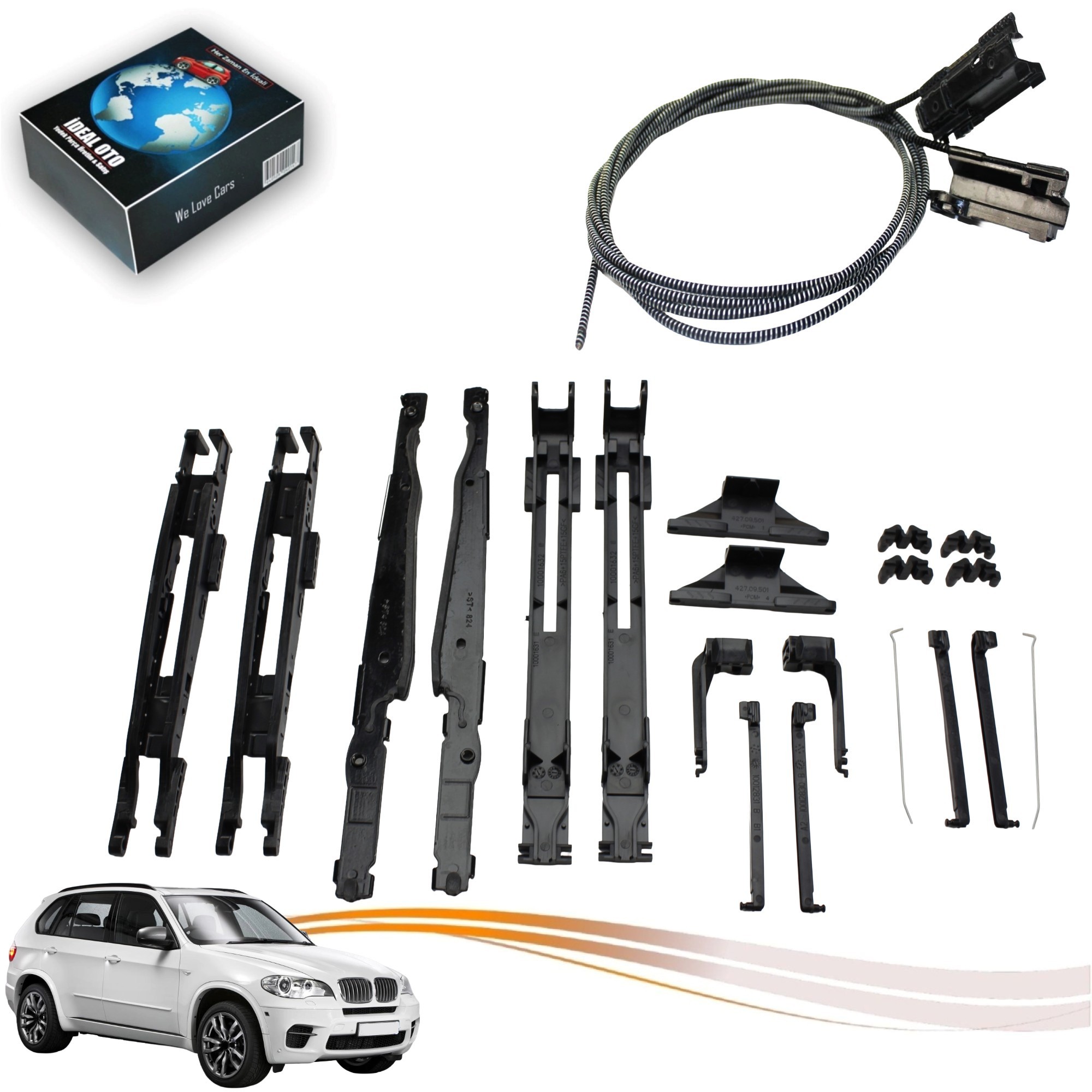 Bmw X5 E70 Panoramik Ön Sunroof Kızak / Sunroof Cable OEM: 54137118849 54107387113 54137386975 54107490094 54137118850 54107227894 54137240682 54107278144 54107227894 54137170930