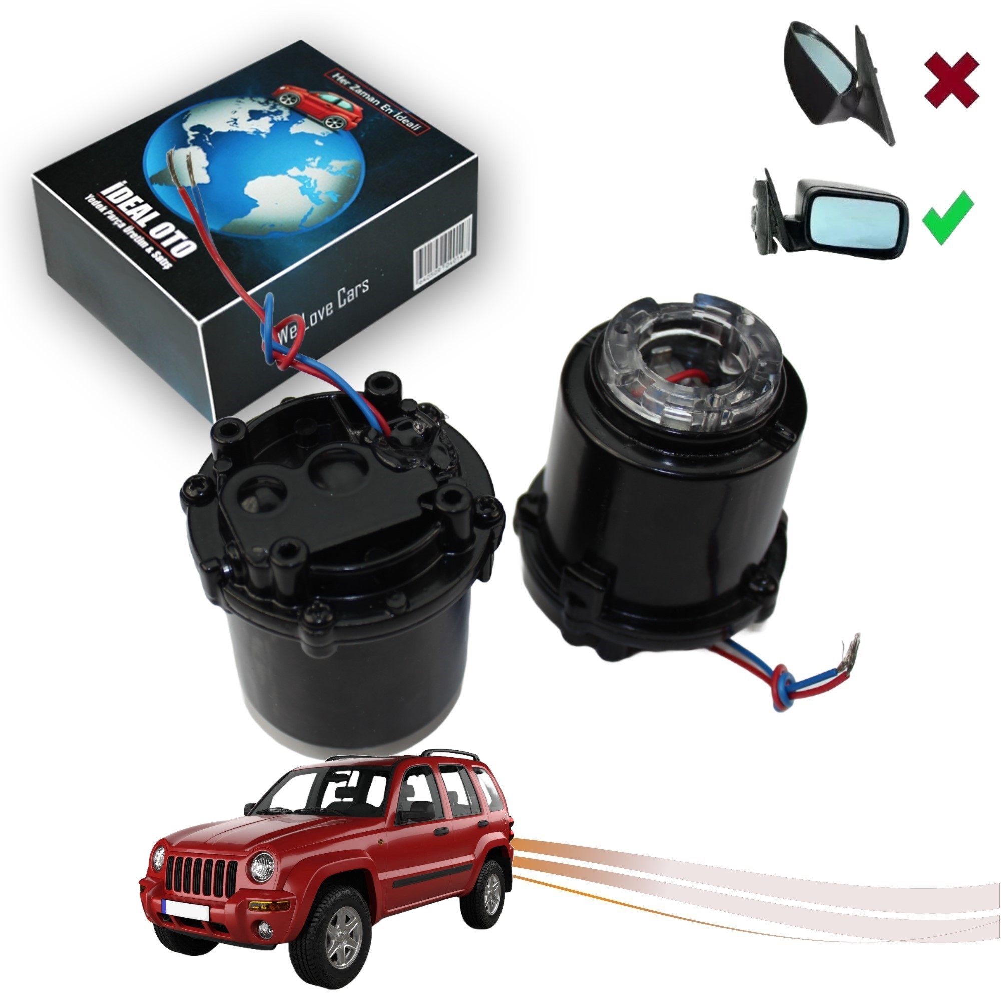 Jeep Cherokee KJ 2001-2008 İçin Sol & Sağ Katlanır Ayna Motoru DC8222 D/V12 E5V23