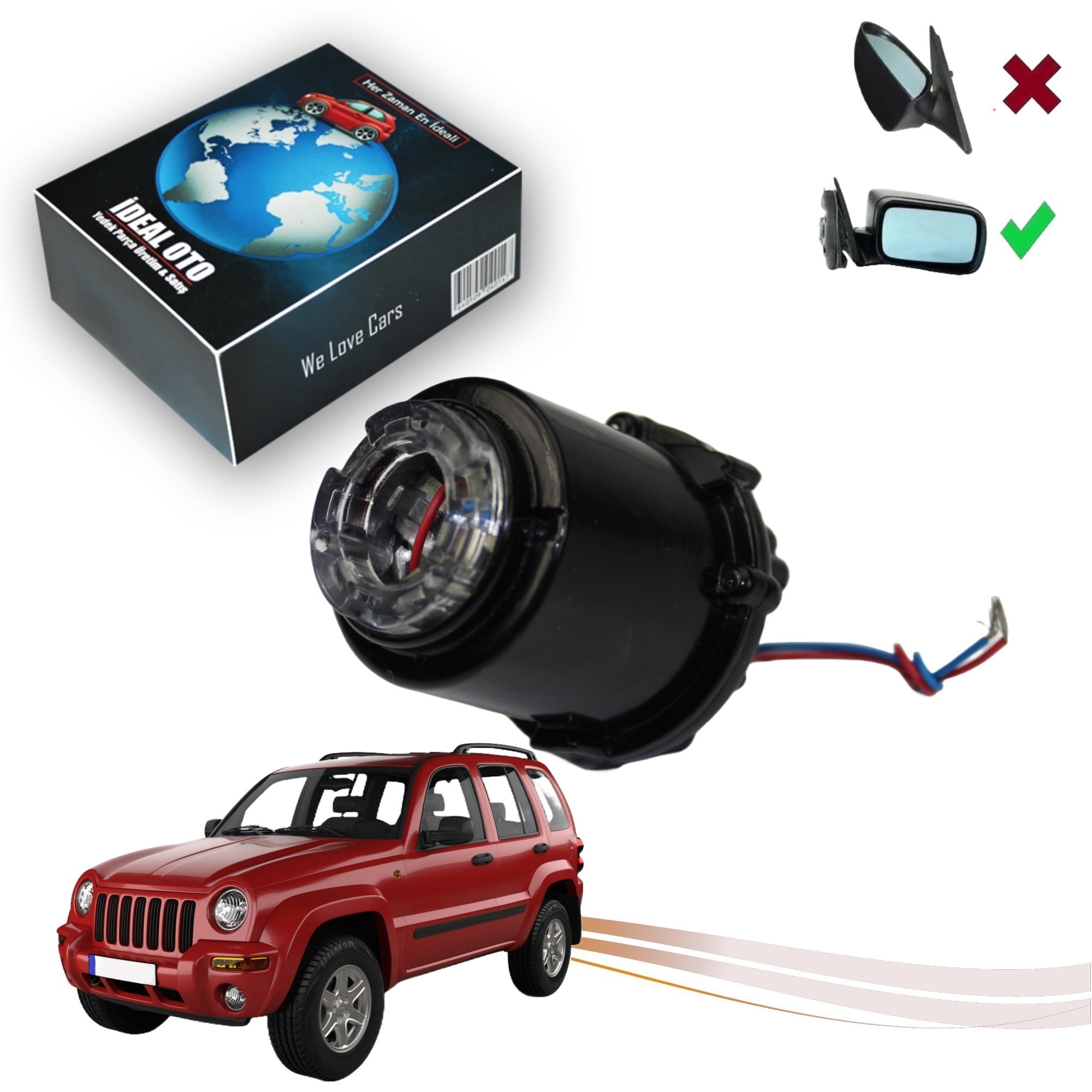 Jeep Cherokee KJ 2001-2008 İçin Katlanır Ayna Motoru 1 Adet DC8222 D/V12 E5V23