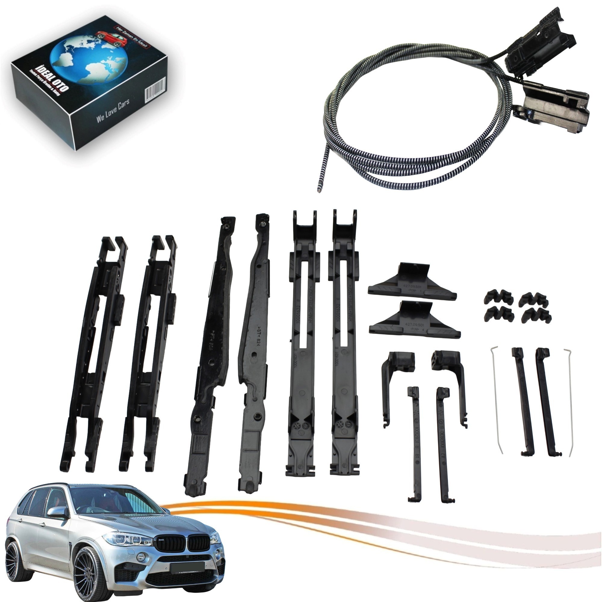 Bmw X5 F85 Panoramik Ön Sunroof Kızak / Sunroof Cable OEM: 54137118849 54107387113 54137386975 54107490094 54137118850 54107227894 54137240682 54107278144 54107227894 54137170930