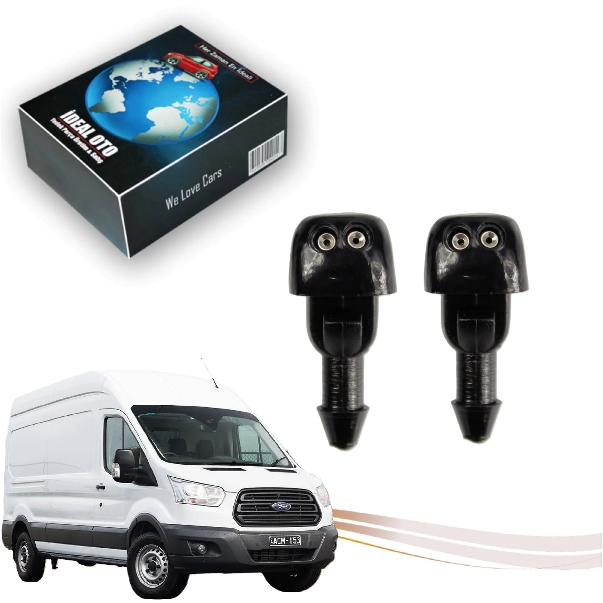 Ford Transit 2015-2020 Ön Cam Su Fıskiye Memesi Takım - OEM: 8610B17666BB
