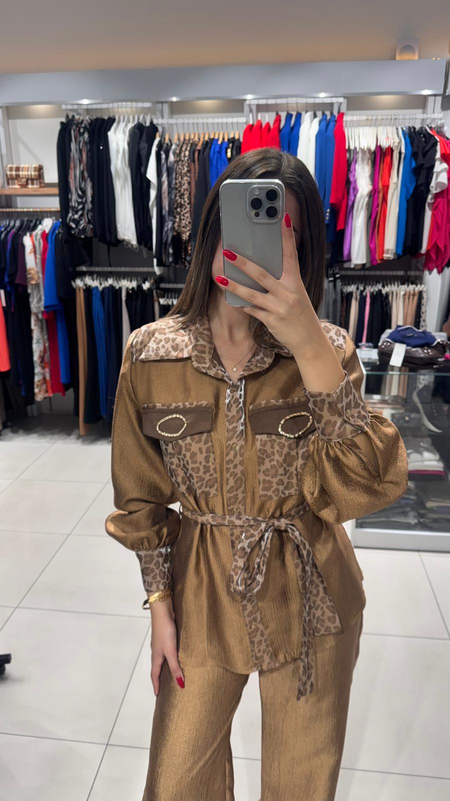 MİARTE - Leopar gold detaylı takım