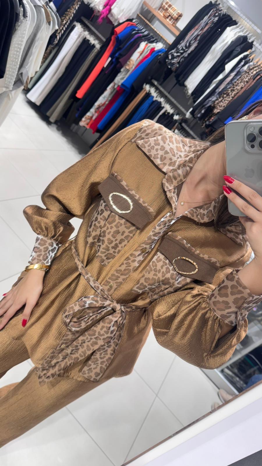 MİARTE - Leopar gold detaylı takım