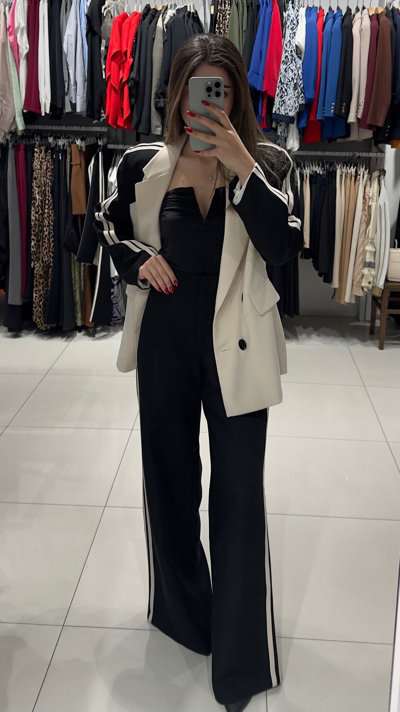 Çizgili Blazer Takım