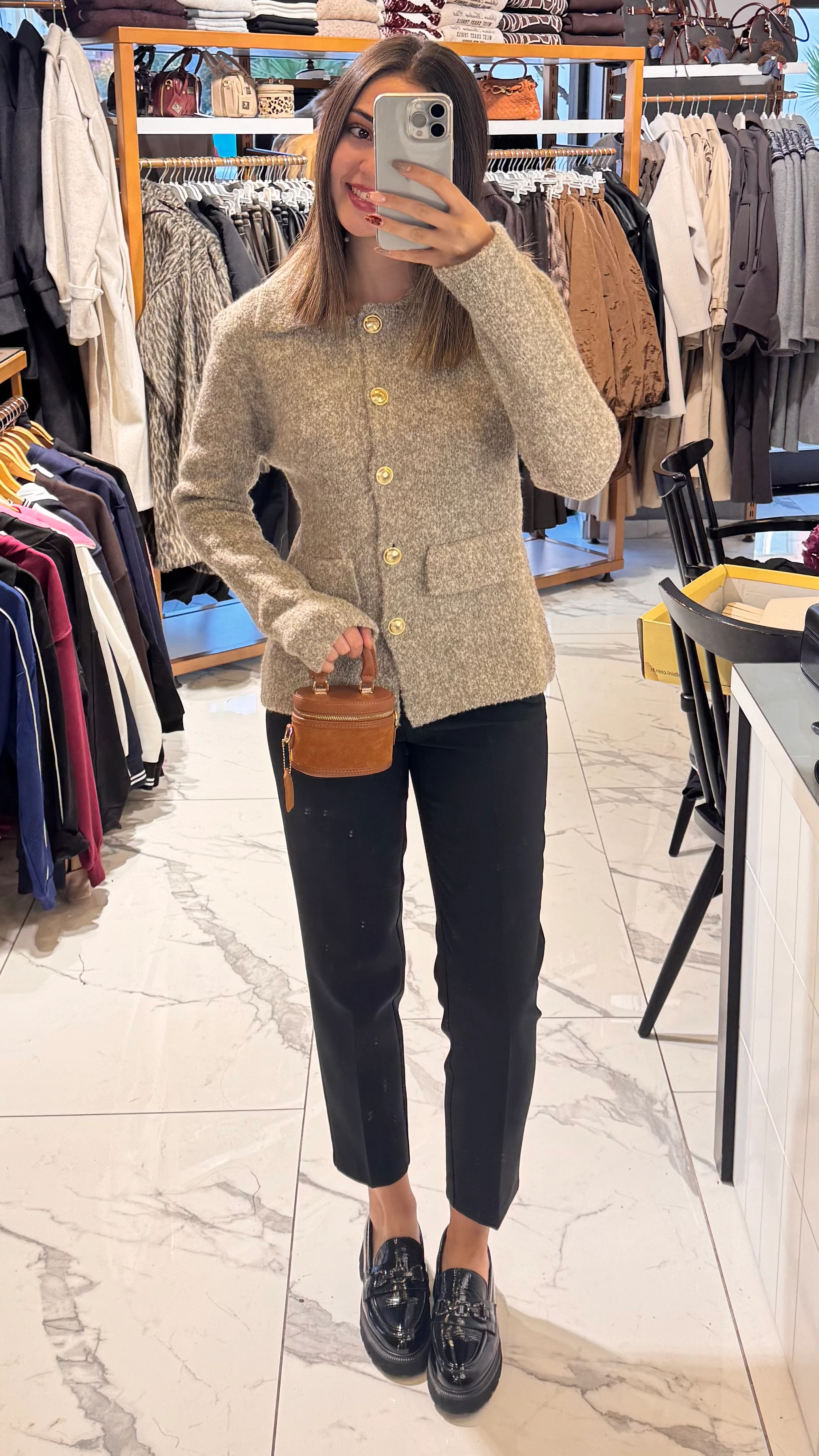 Gold Düğme Detaylı Hırka 