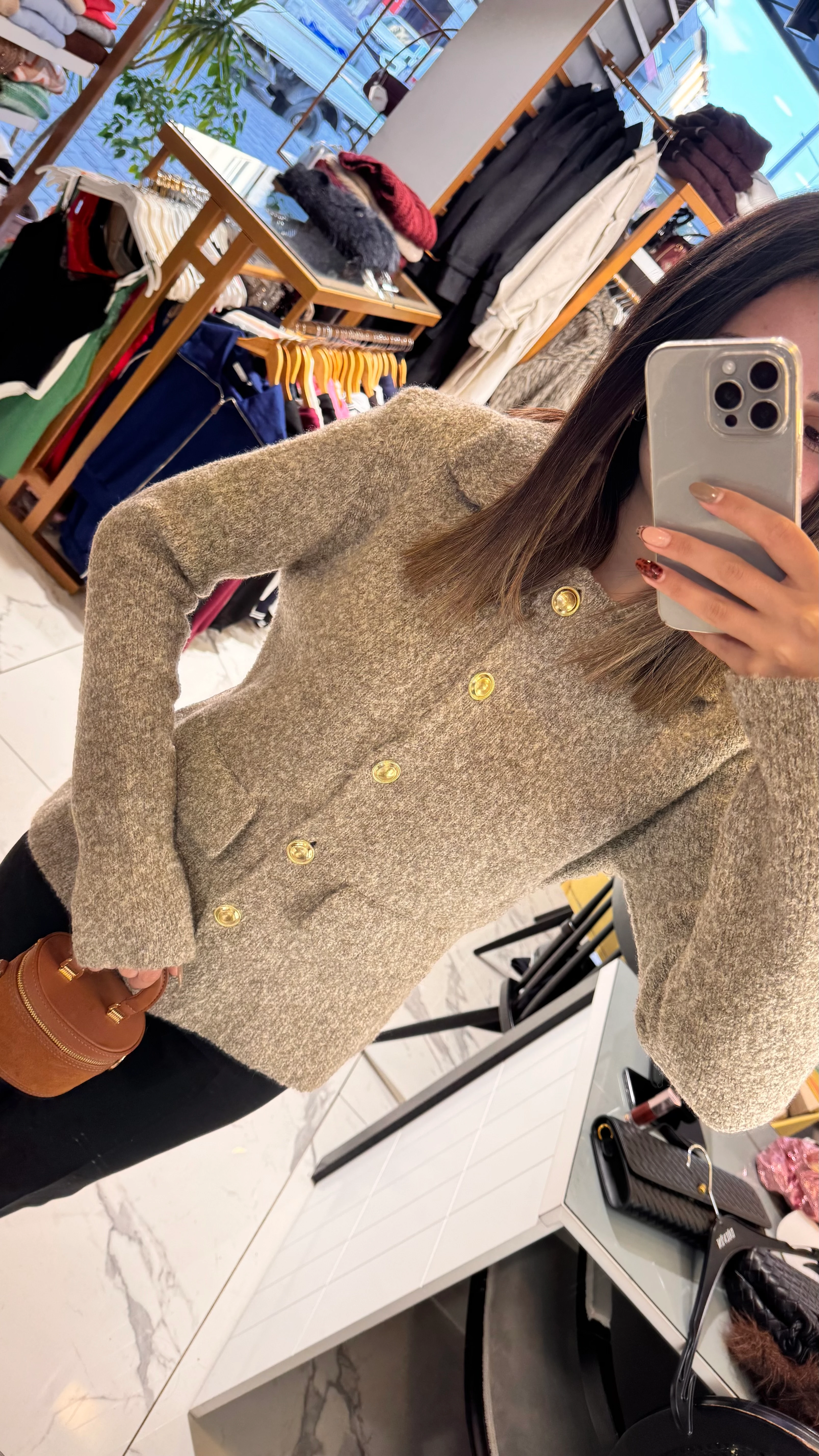 Gold Düğme Detaylı Hırka 