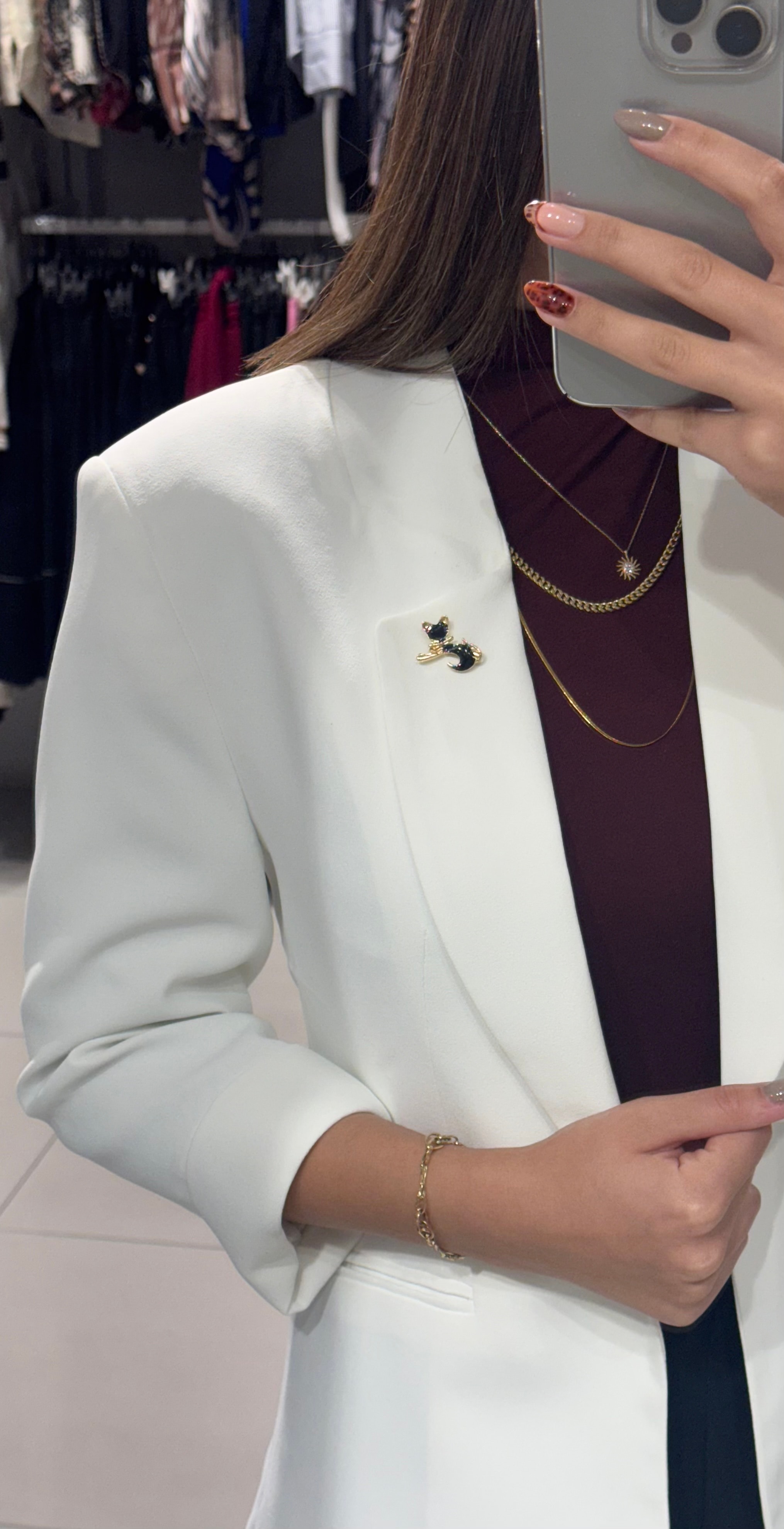 Yakasız Tam Kalıp Blazer