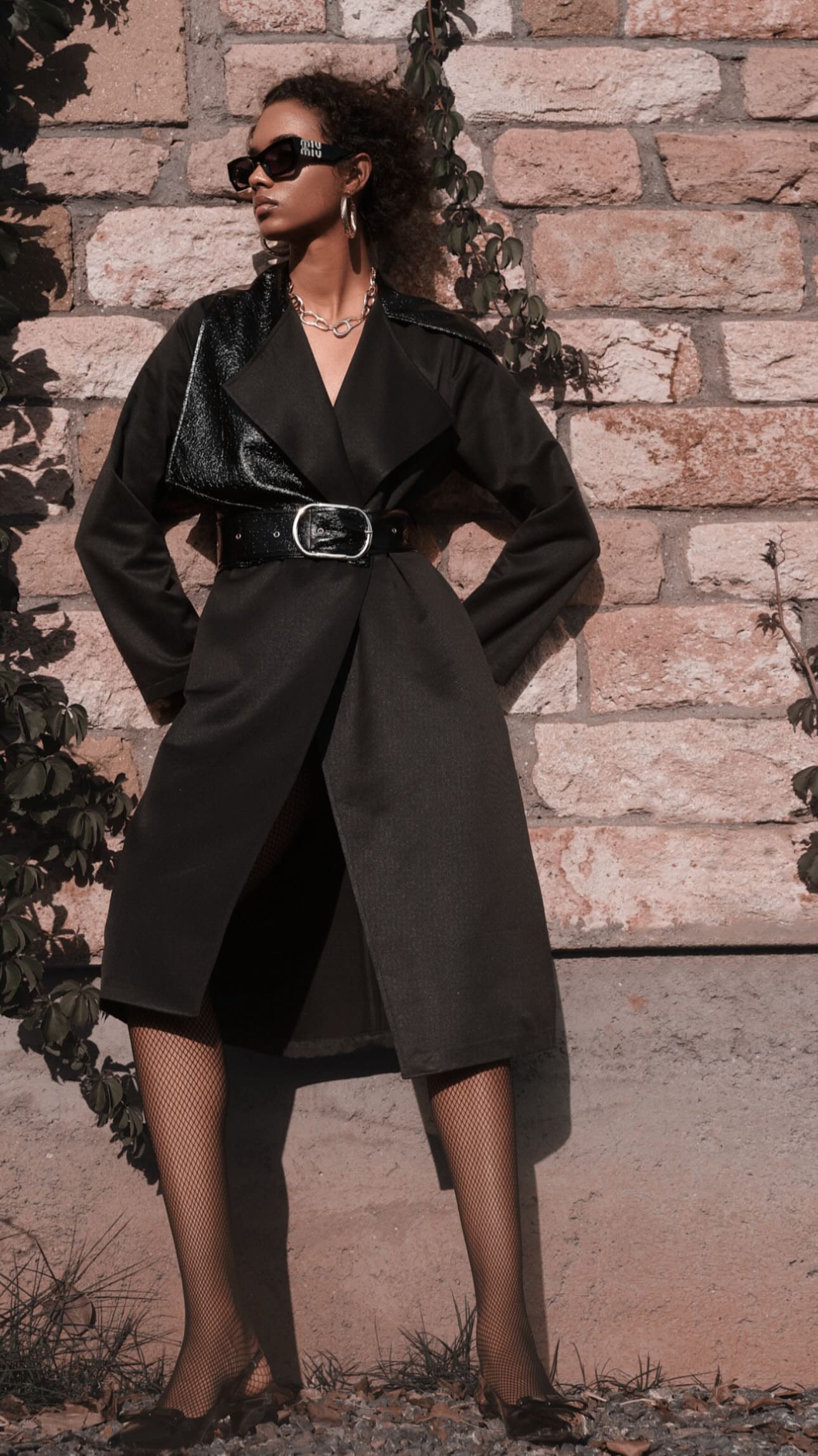 Tasarım Deri Detaylı Trenç