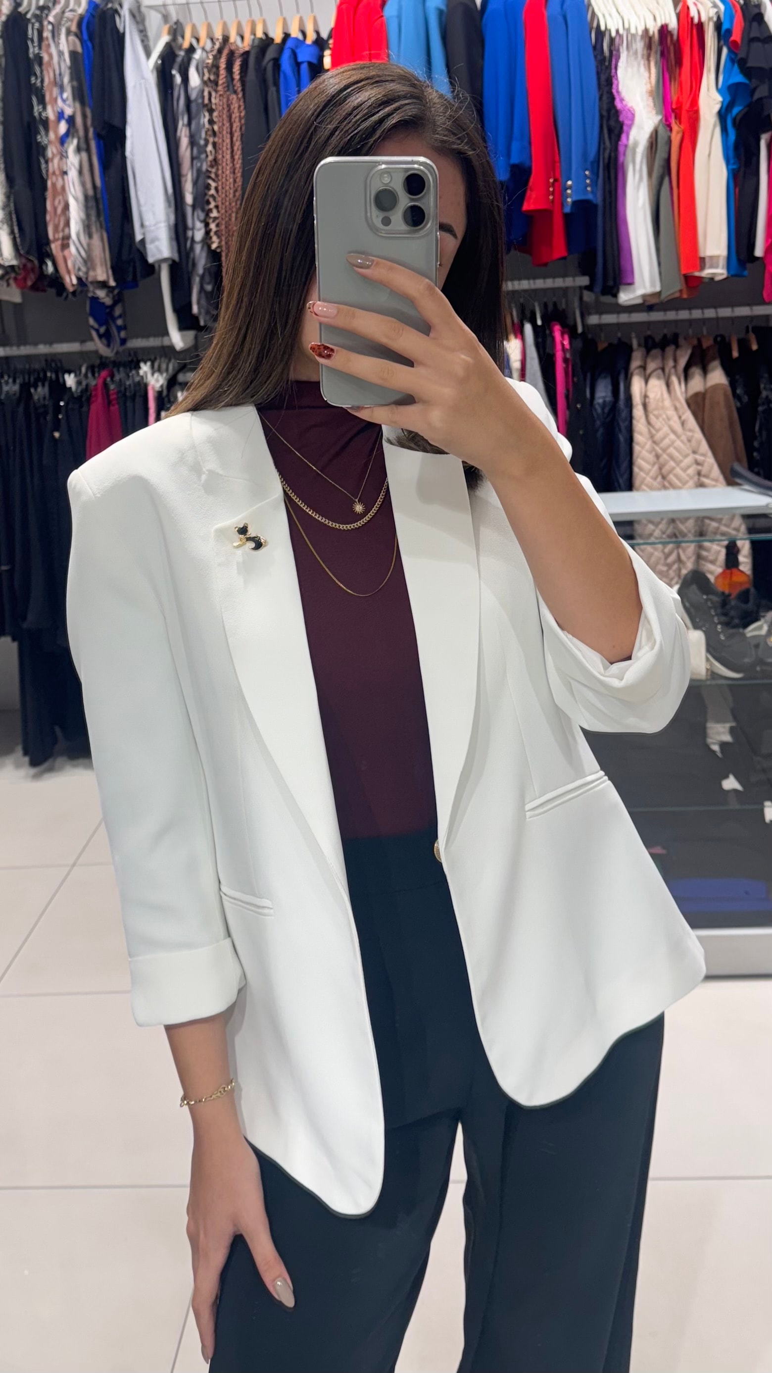 Yakasız Tam Kalıp Blazer