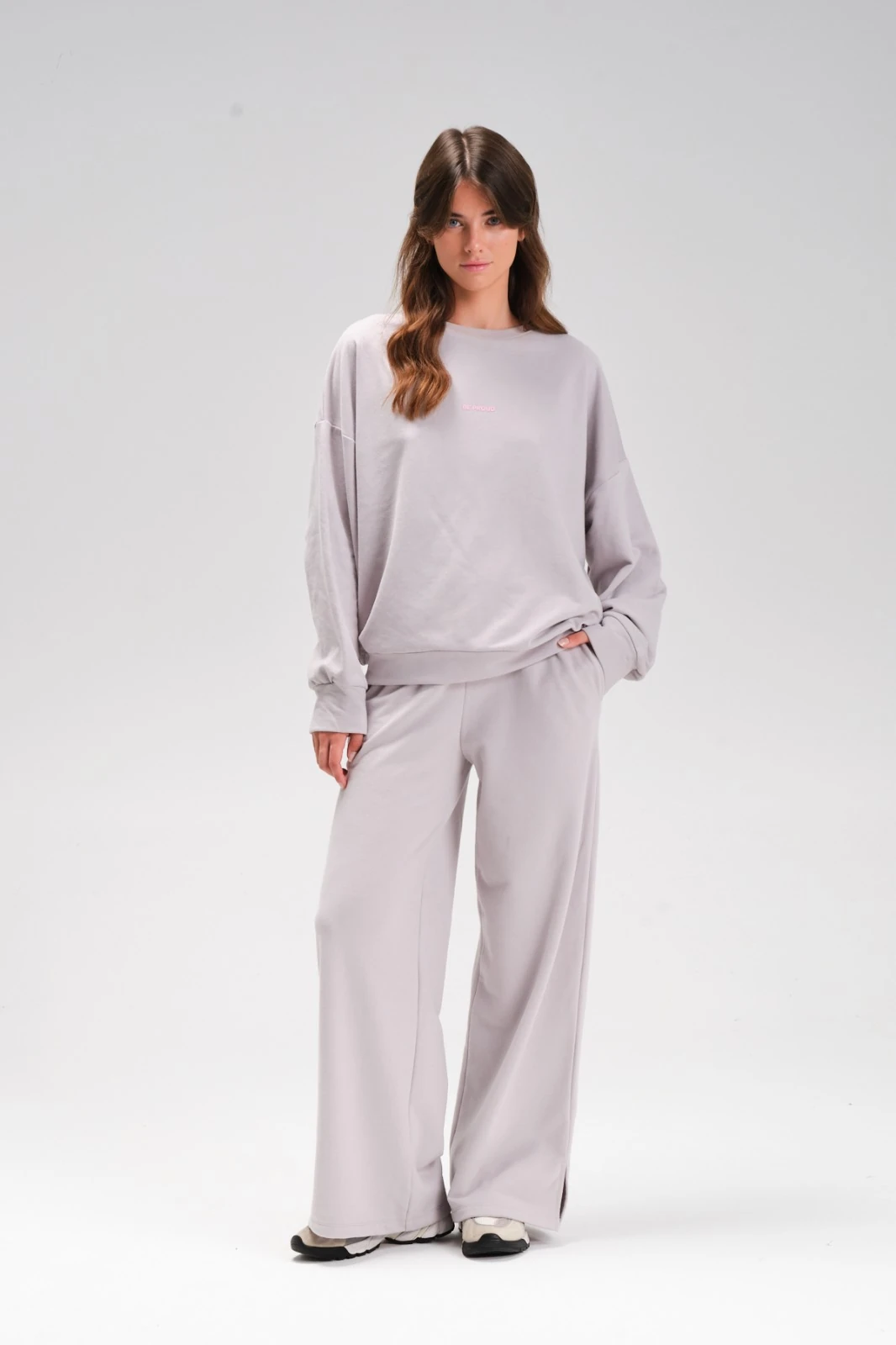  Bisiklet Yaka Oversize İkili Takım - Gri