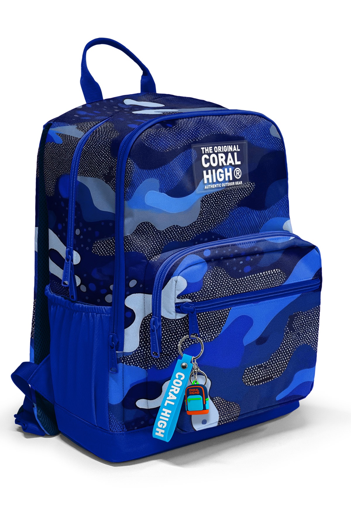 Coral High Lacivert Saks Kamuflaj Desenli 3’lü Okul Çanta Seti