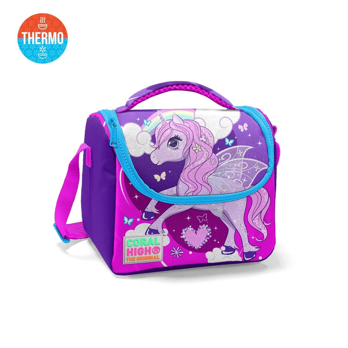 Coral High Kids Mor Pembe Unicorn Desenli 3’lü Okul Çanta Seti