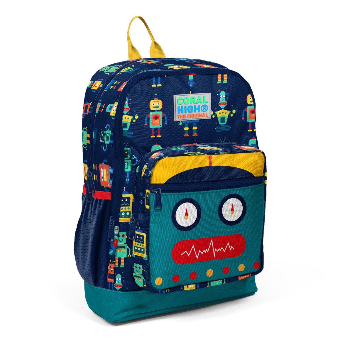 Coral High Kids Lacivert Çivit Robot Desenli 3’lü Okul Çanta Seti