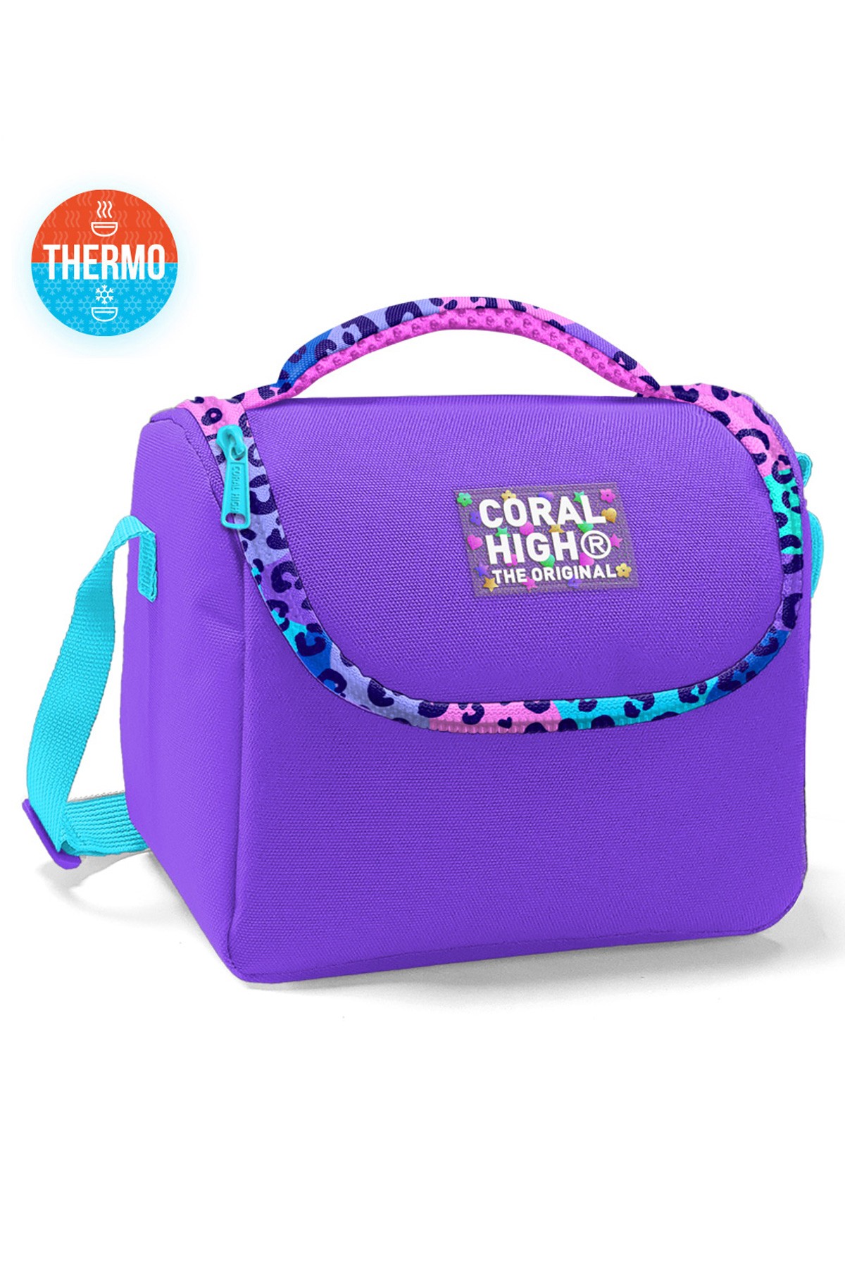 Coral High Mor Leopar Desenli 3’lü Okul Çanta Seti