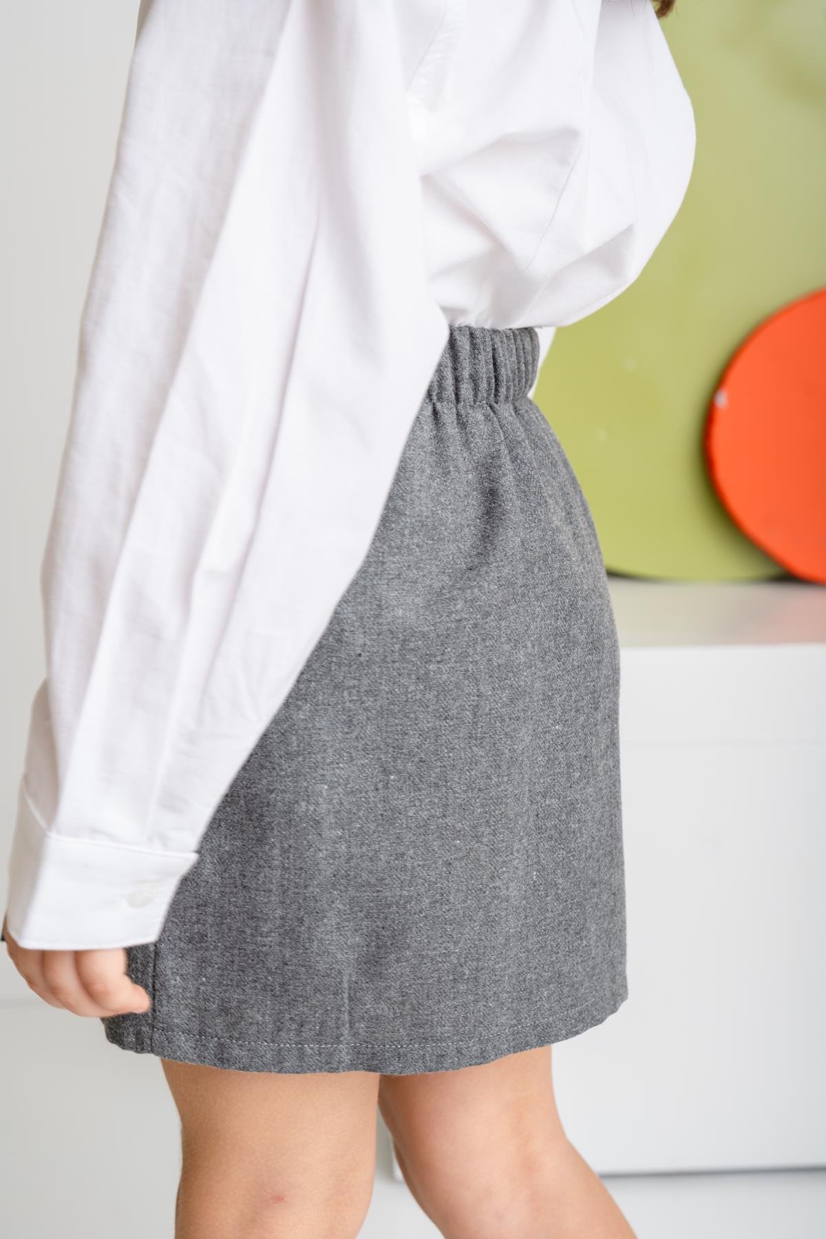 Kız Çocuk İnce Kaşe Pileli Etek 