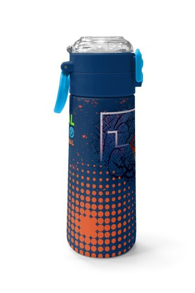 Coral High Kids Turuncu Lacivert Basketbol Desenli Pipetli ve Direkt İçim Çelik Termos 500 ml
