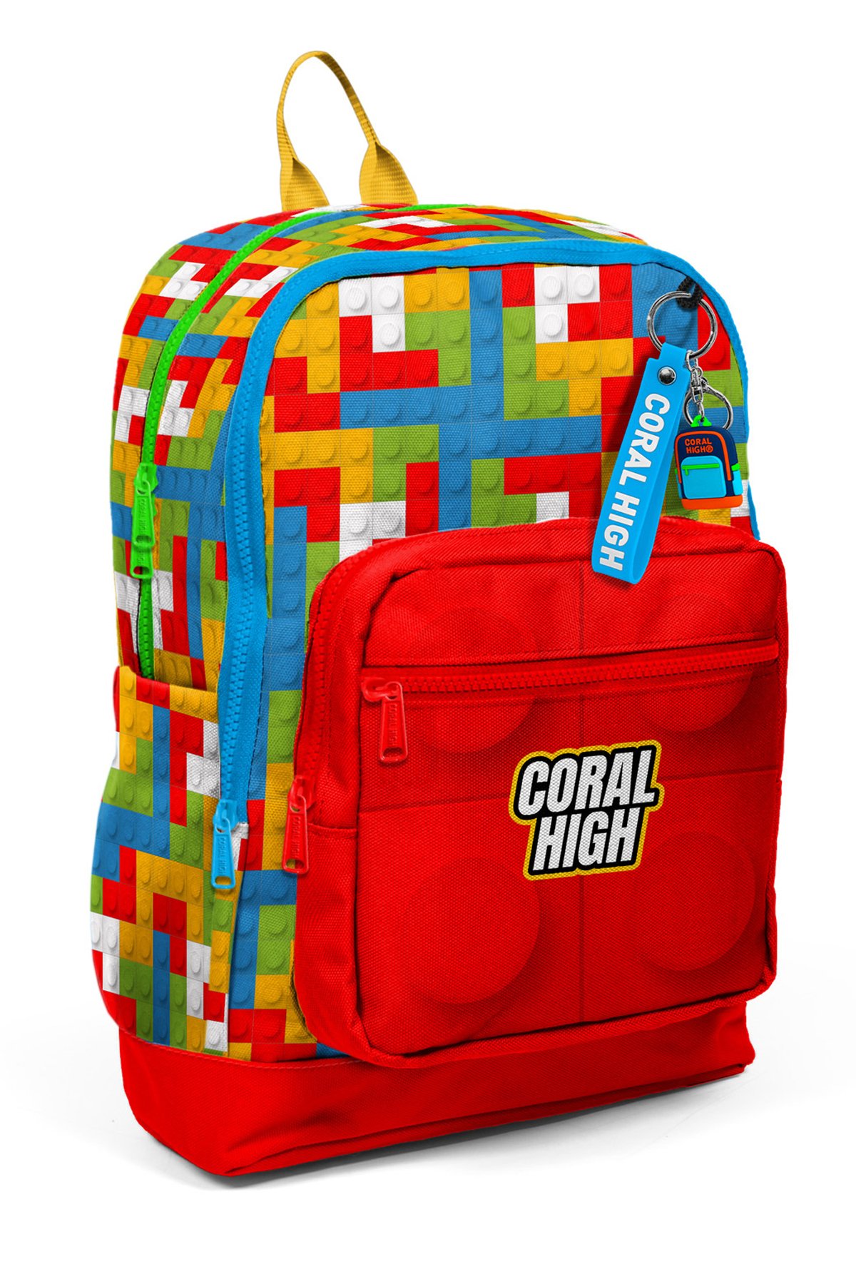 Coral High Kids Renkli Blok Desenli 3’lü Okul Çanta Seti