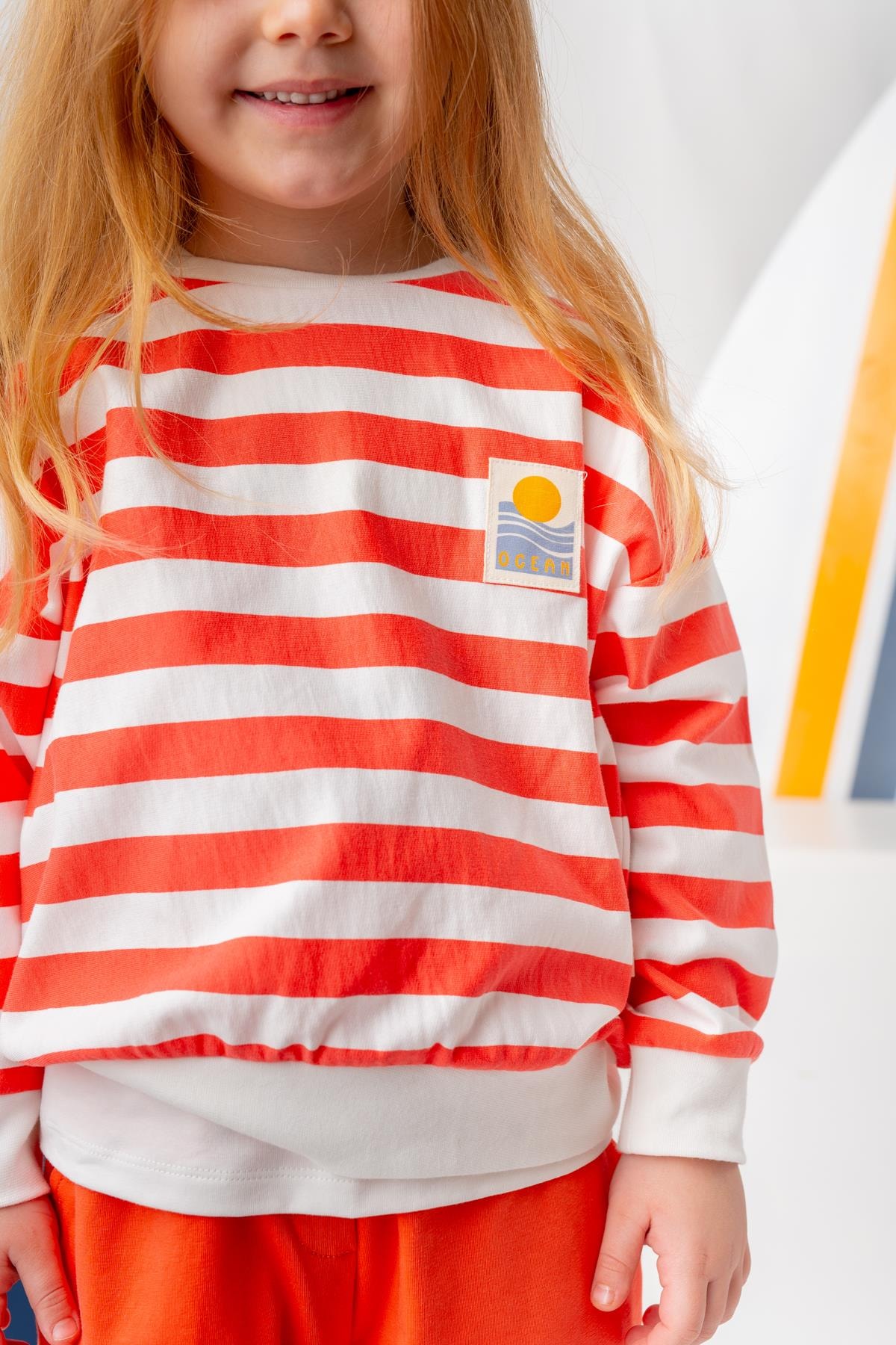 Unisex Çizgili Sweatshirt