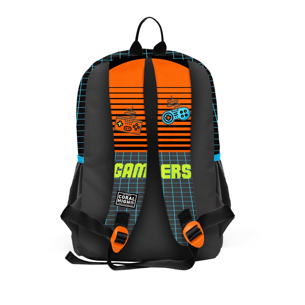 Coral High Kids Gri Turuncu Gamer Desenli 3’lü Okul Çanta Seti