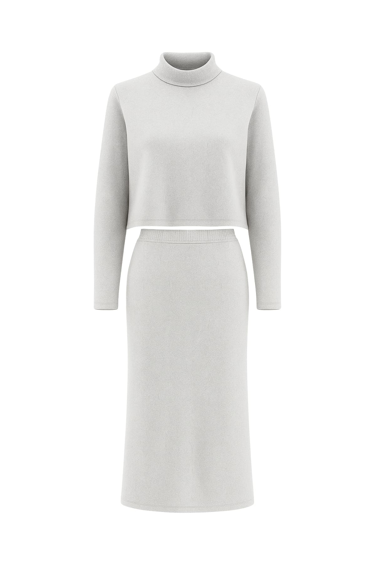 Basic Yüksek Yakalı Etekli İkili Takım