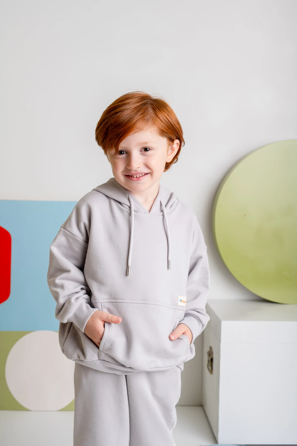 Erkek Çocuk Kapşonlu Kanguru Cepli Sweatshirt Takım - Gri