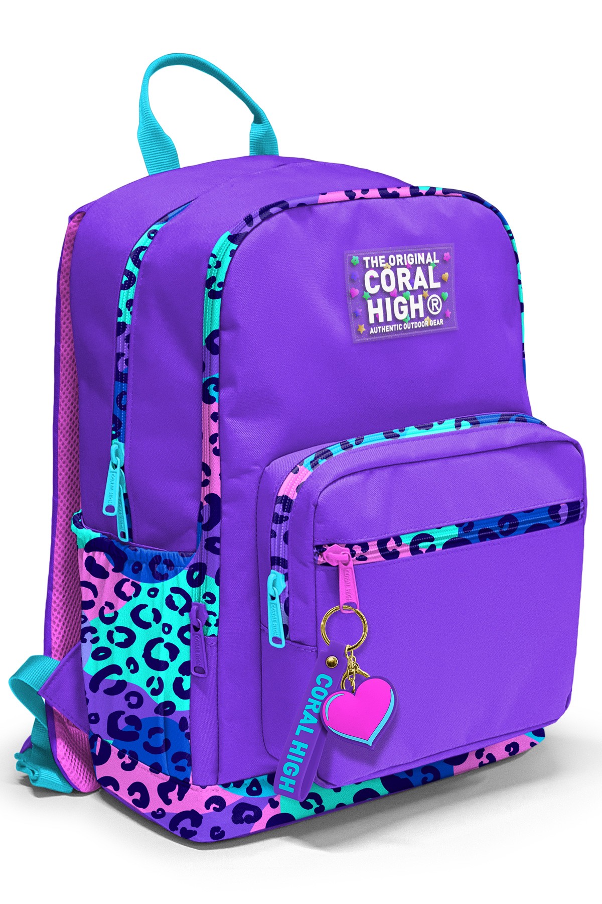 Coral High Mor Leopar Desenli 3’lü Okul Çanta Seti